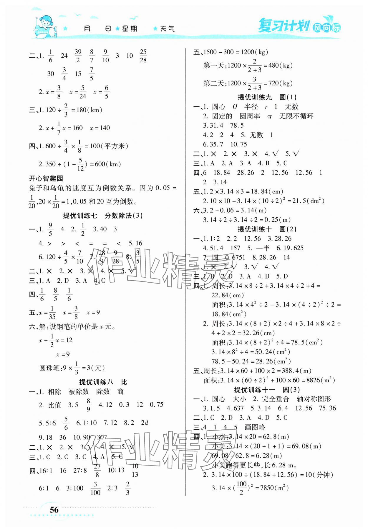 2025年小學(xué)生復(fù)習(xí)計(jì)劃風(fēng)向標(biāo)寒六年級(jí)數(shù)學(xué)人教版 第2頁(yè)