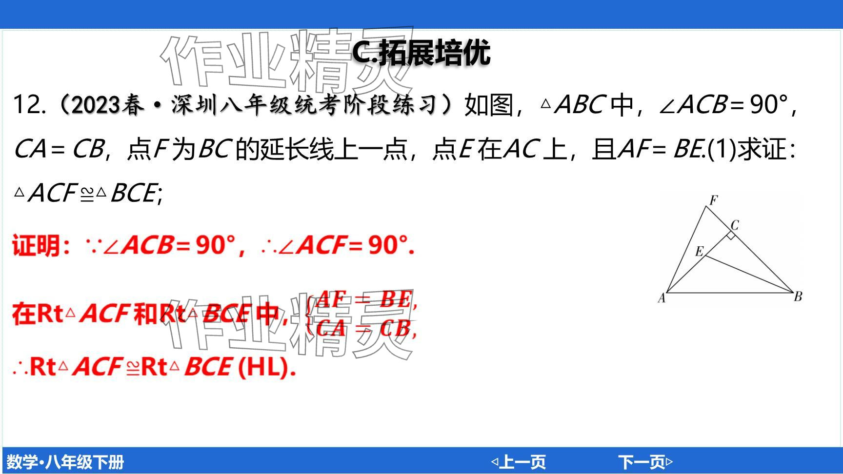 2024年廣東名師講練通八年級(jí)數(shù)學(xué)下冊(cè)北師大版深圳專版提升版 參考答案第87頁(yè)