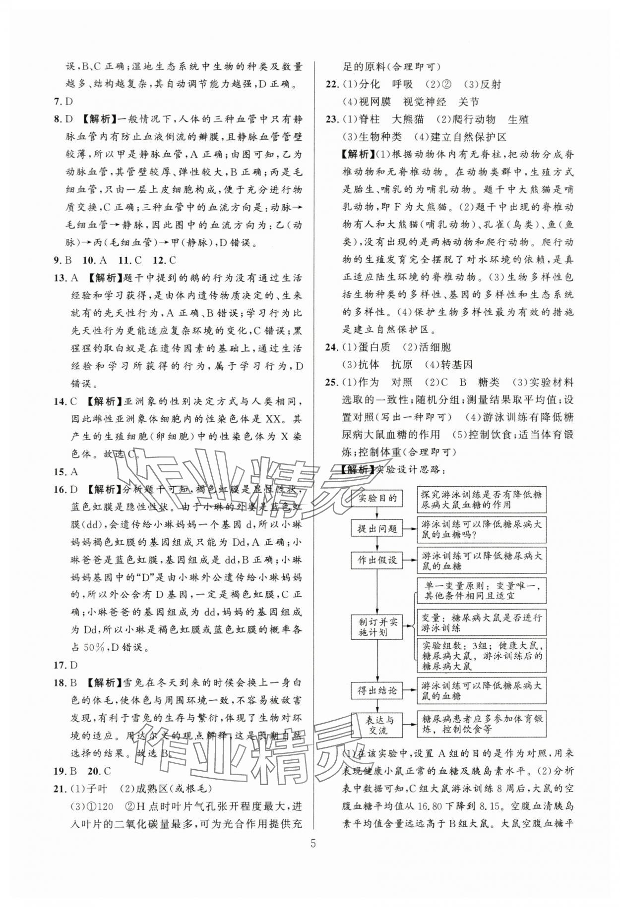 2024年中考名師解密熱點試題匯編生物河南專版&nbsp;參考答案第5頁