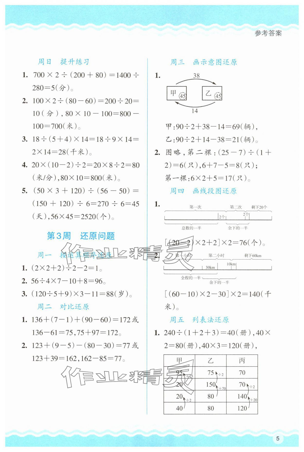 2025年思維拓展訓練四年級數學下冊人教版 參考答案第5頁