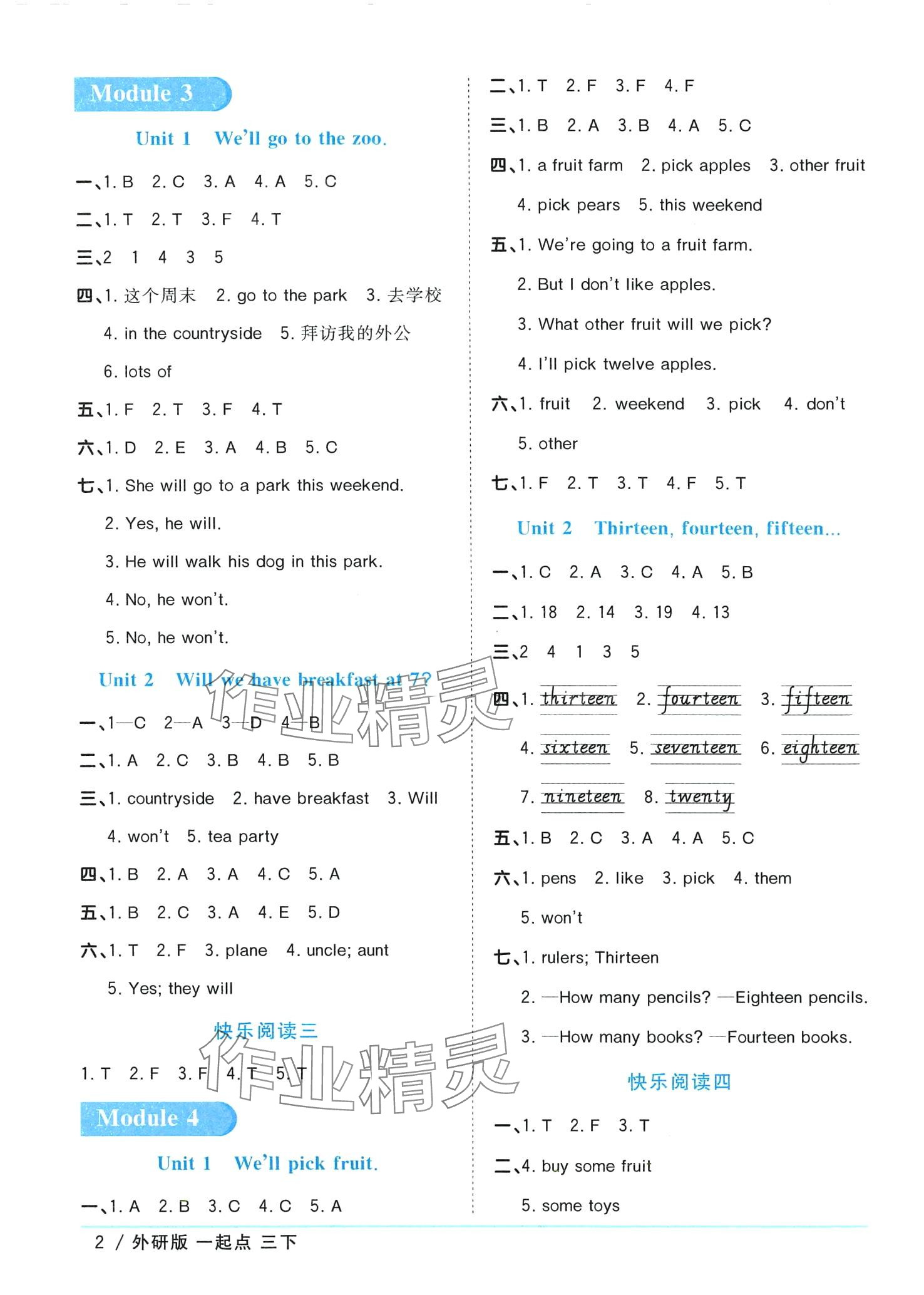 2024年陽光同學課時優(yōu)化作業(yè)三年級英語下冊外研版一年級起 第2頁