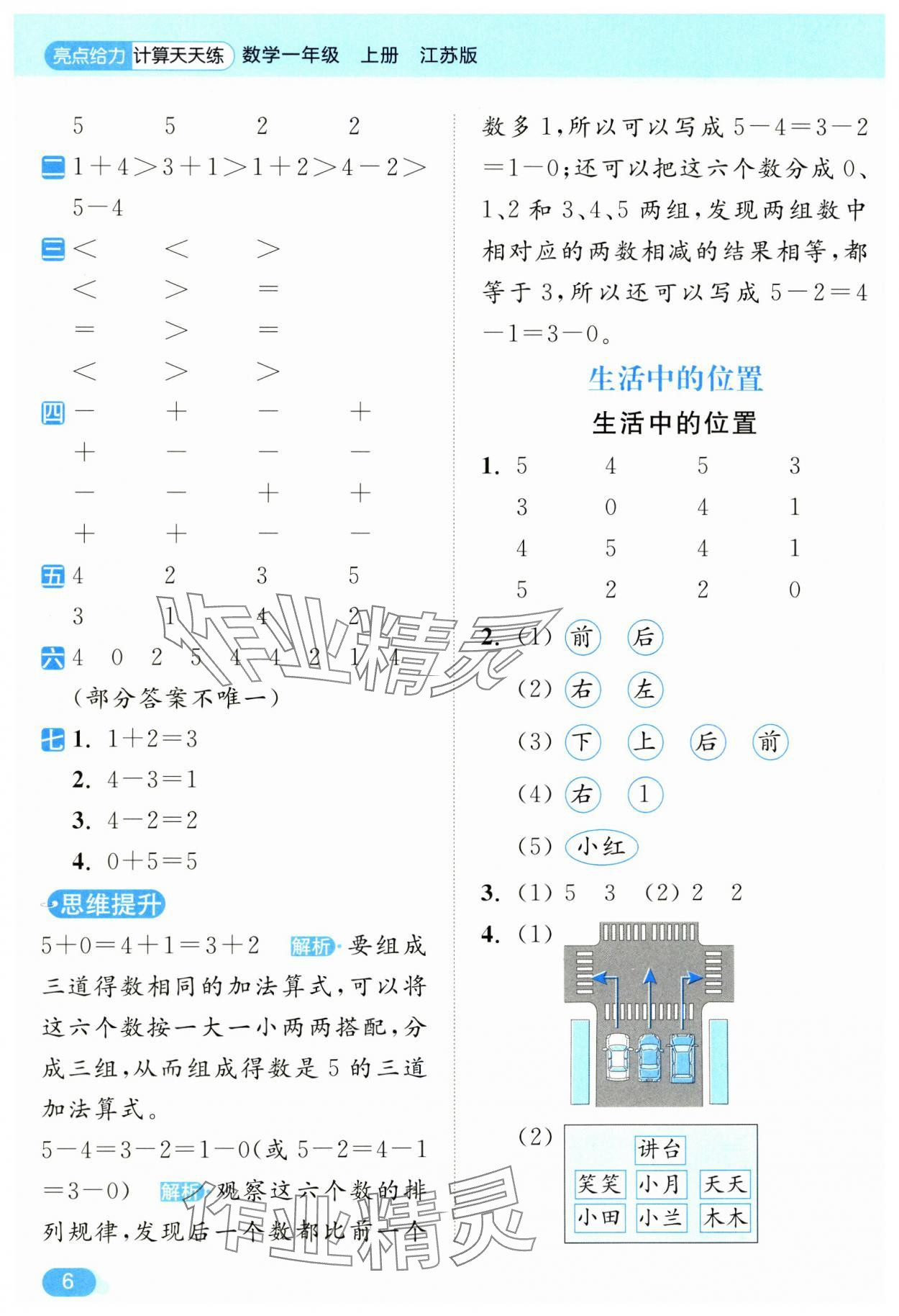 2024年亮點(diǎn)給力計(jì)算天天練一年級(jí)數(shù)學(xué)上冊(cè)蘇教版 第6頁(yè)