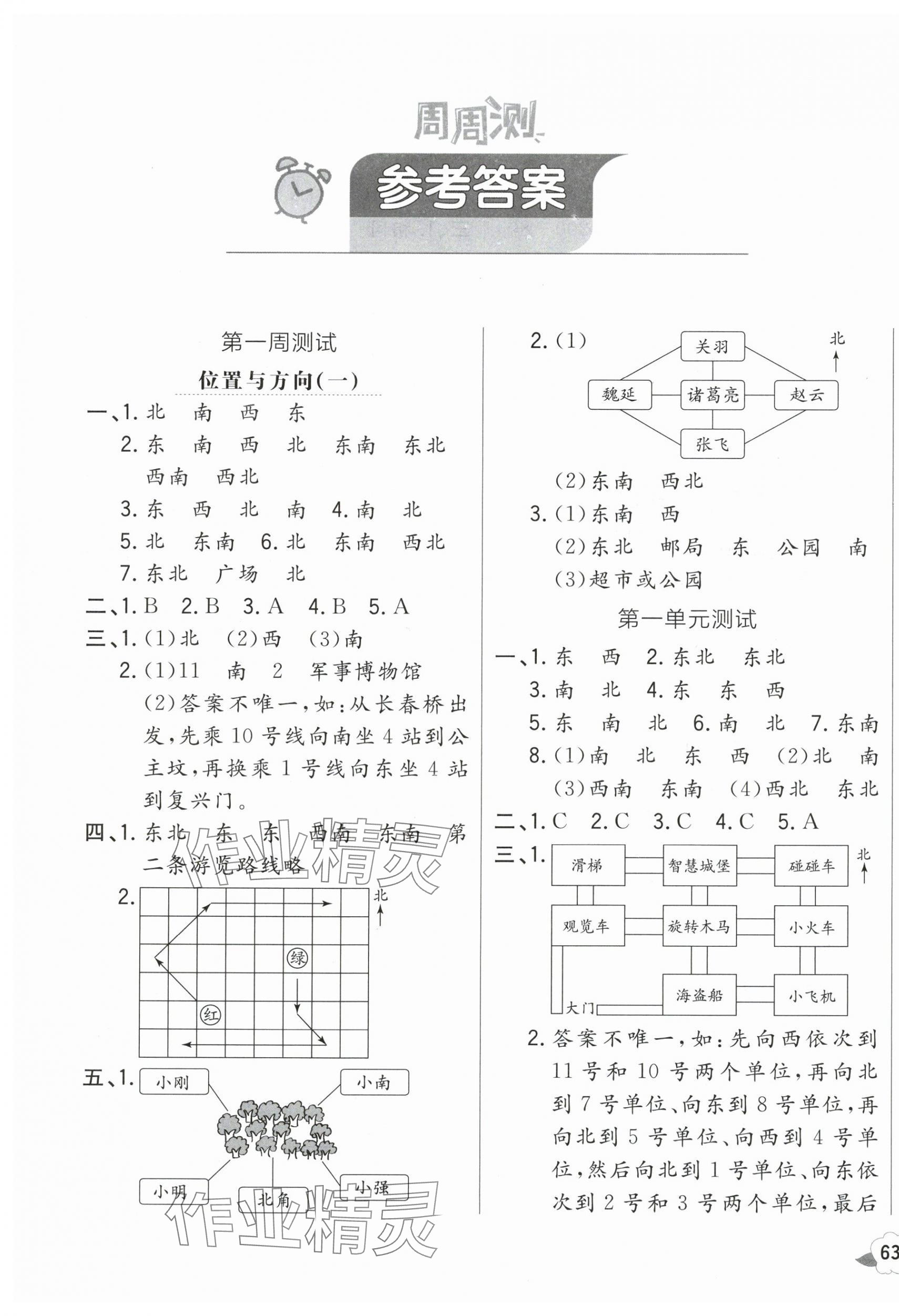2025年悦然好学生周周测三年级数学下册人教版 参考答案第1页