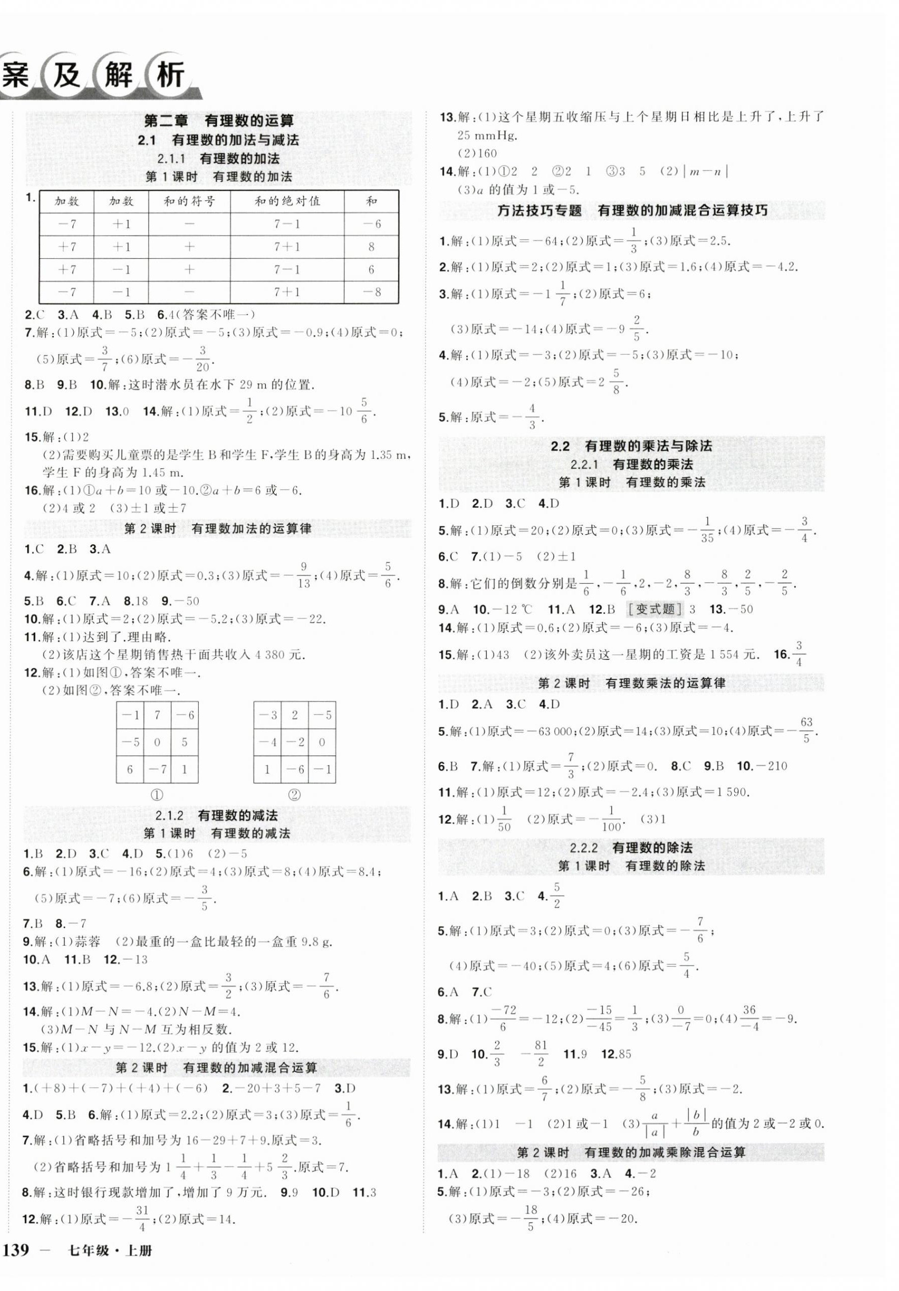 2025年状元成才路创优作业七年级数学上册人教版湖北专版 第2页