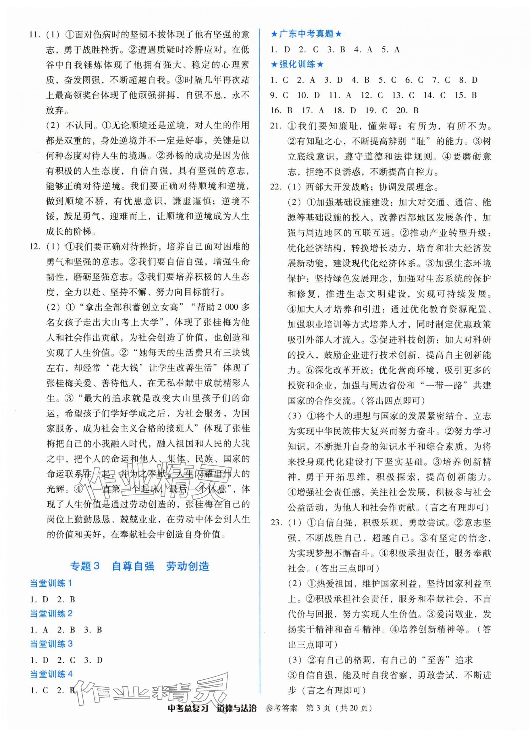 2025年中考總復習道德與法治廣東人民出版社 第3頁