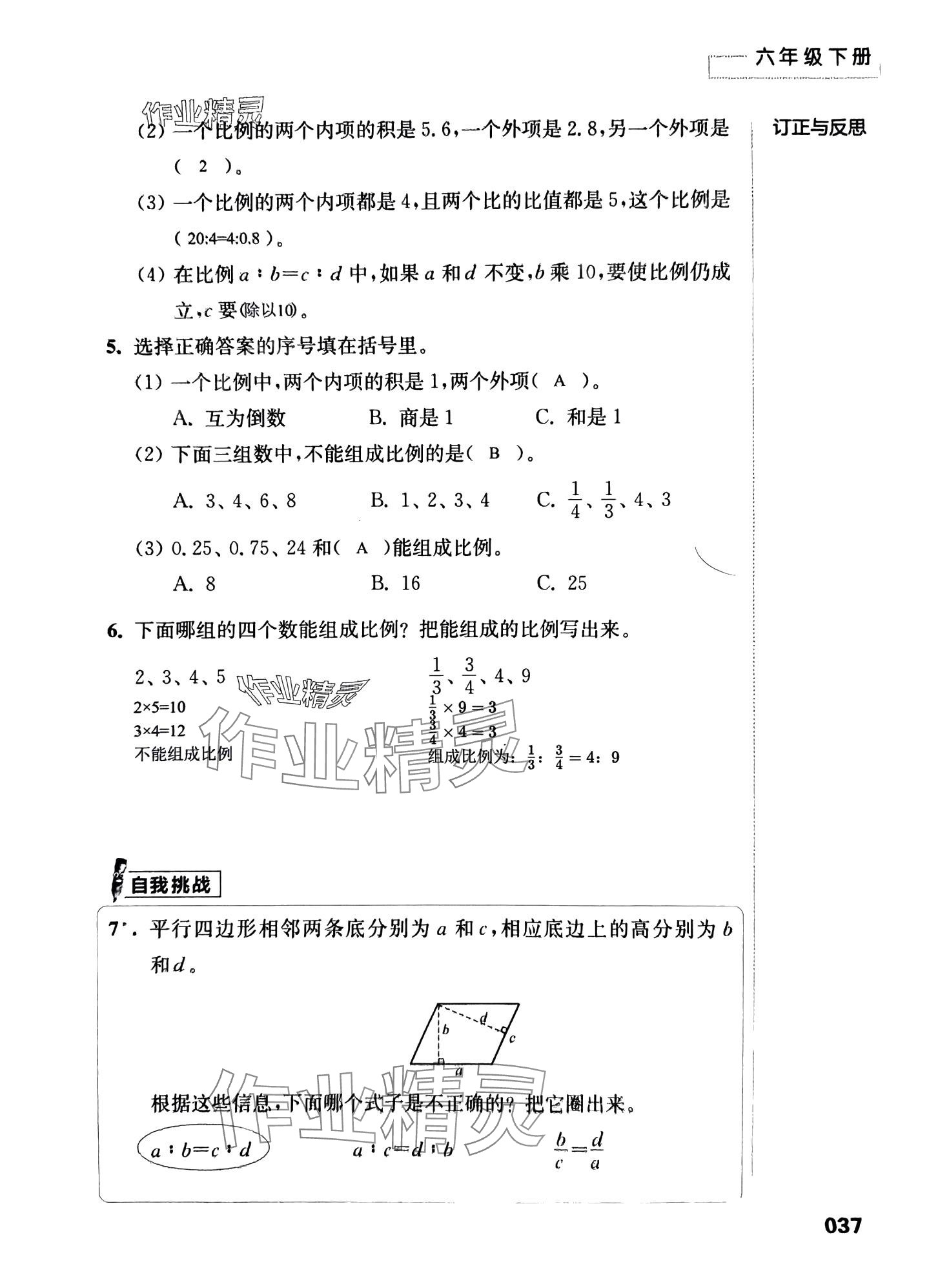 2024年練習(xí)與測(cè)試活頁卷六年級(jí)數(shù)學(xué)下冊(cè)蘇教版 第50頁