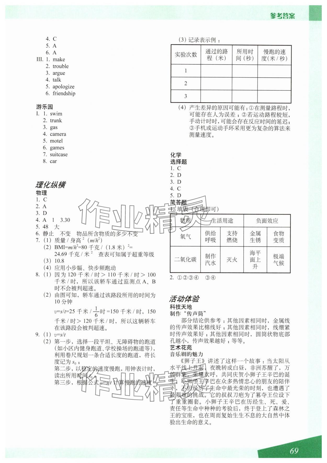 2025年寒假生活上海教育出版社八年级 参考答案第2页