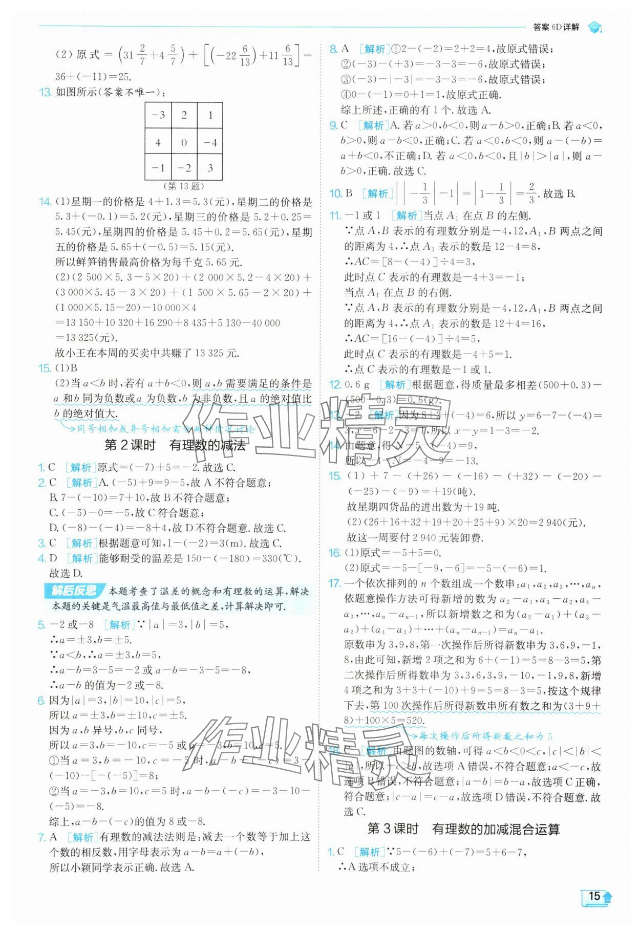 2025年實(shí)驗(yàn)班提優(yōu)訓(xùn)練七年級數(shù)學(xué)上冊北師大版 參考答案第15頁