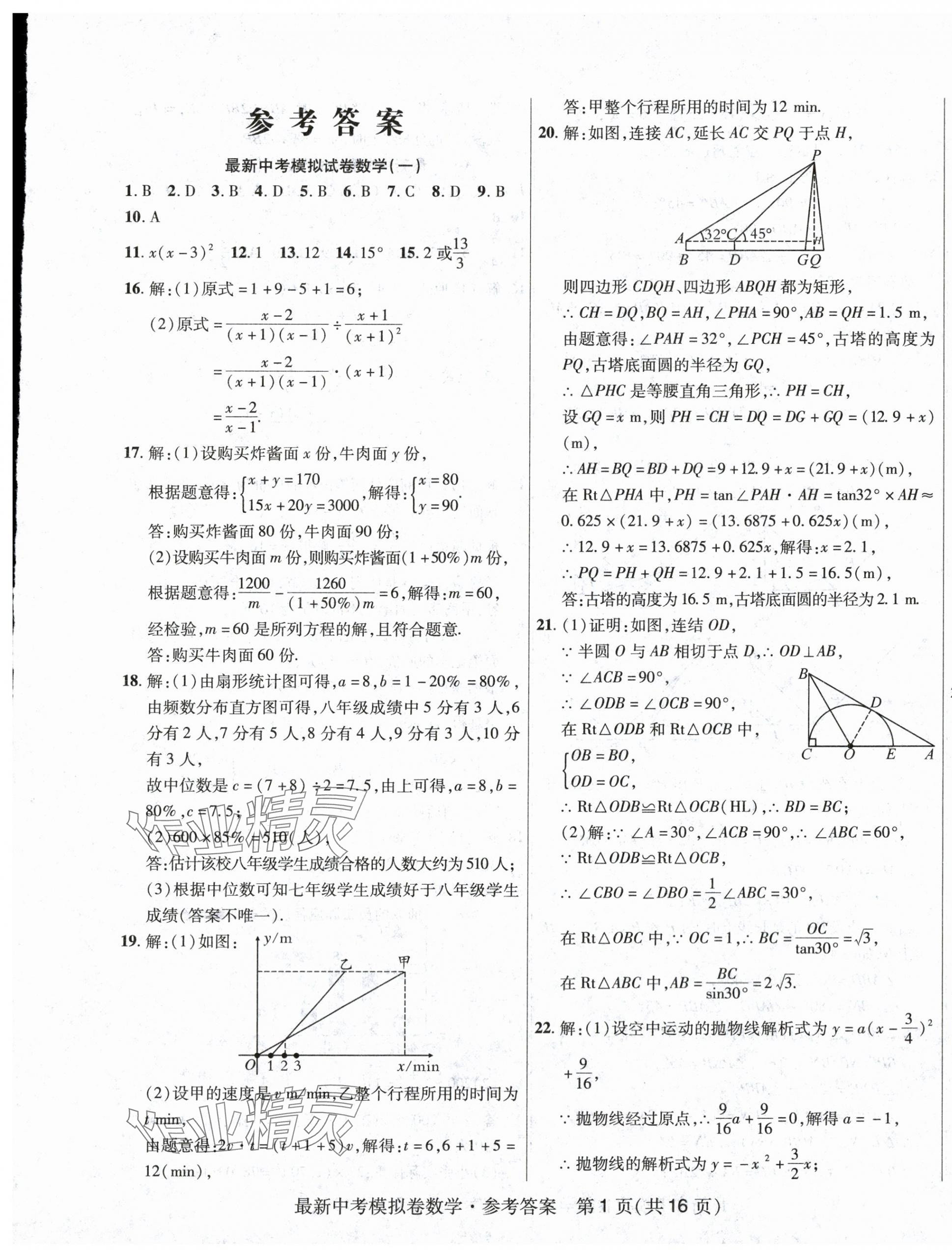 2024年最新中考模擬卷數(shù)學(xué) 第1頁