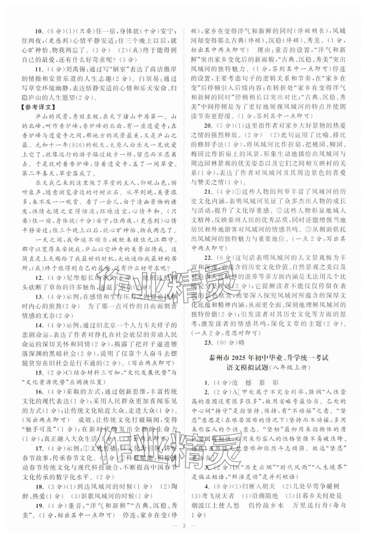 2025年中考全真模拟试卷语文泰州专版 第3页