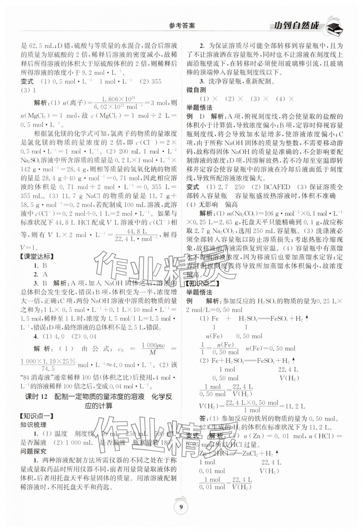 2023年功到自然成高中化學(xué)必修第一冊蘇教版 第9頁