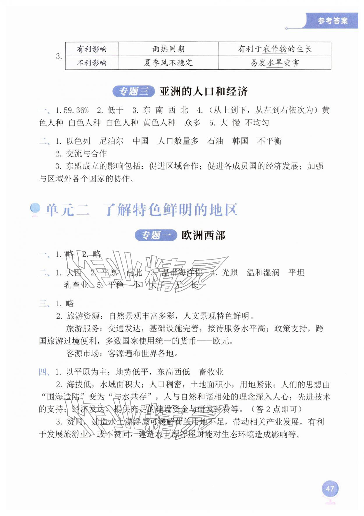 2026年仁爱地理填充图册七年级下册仁爱版&nbsp;参考答案第2页
