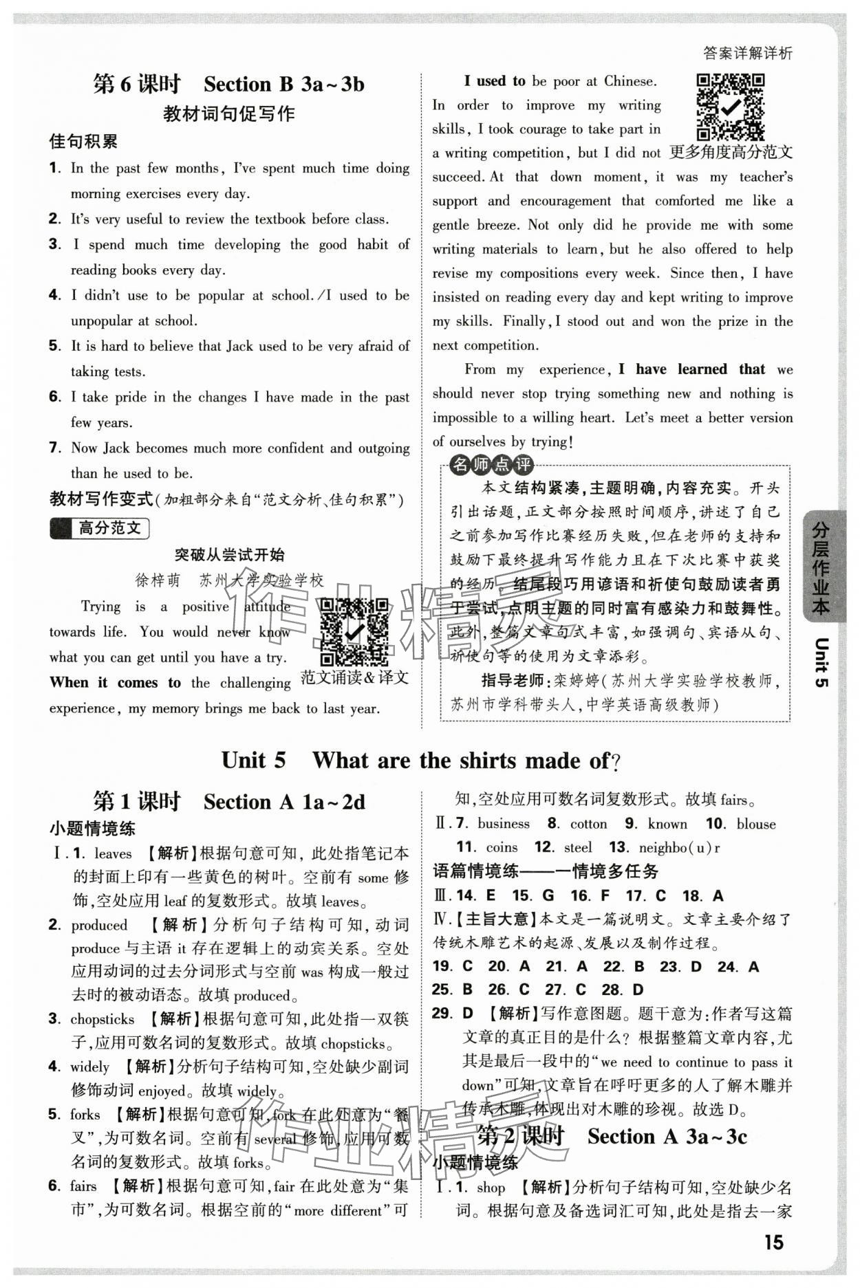 2025年萬唯中考情境題九年級英語全一冊人教版 參考答案第15頁