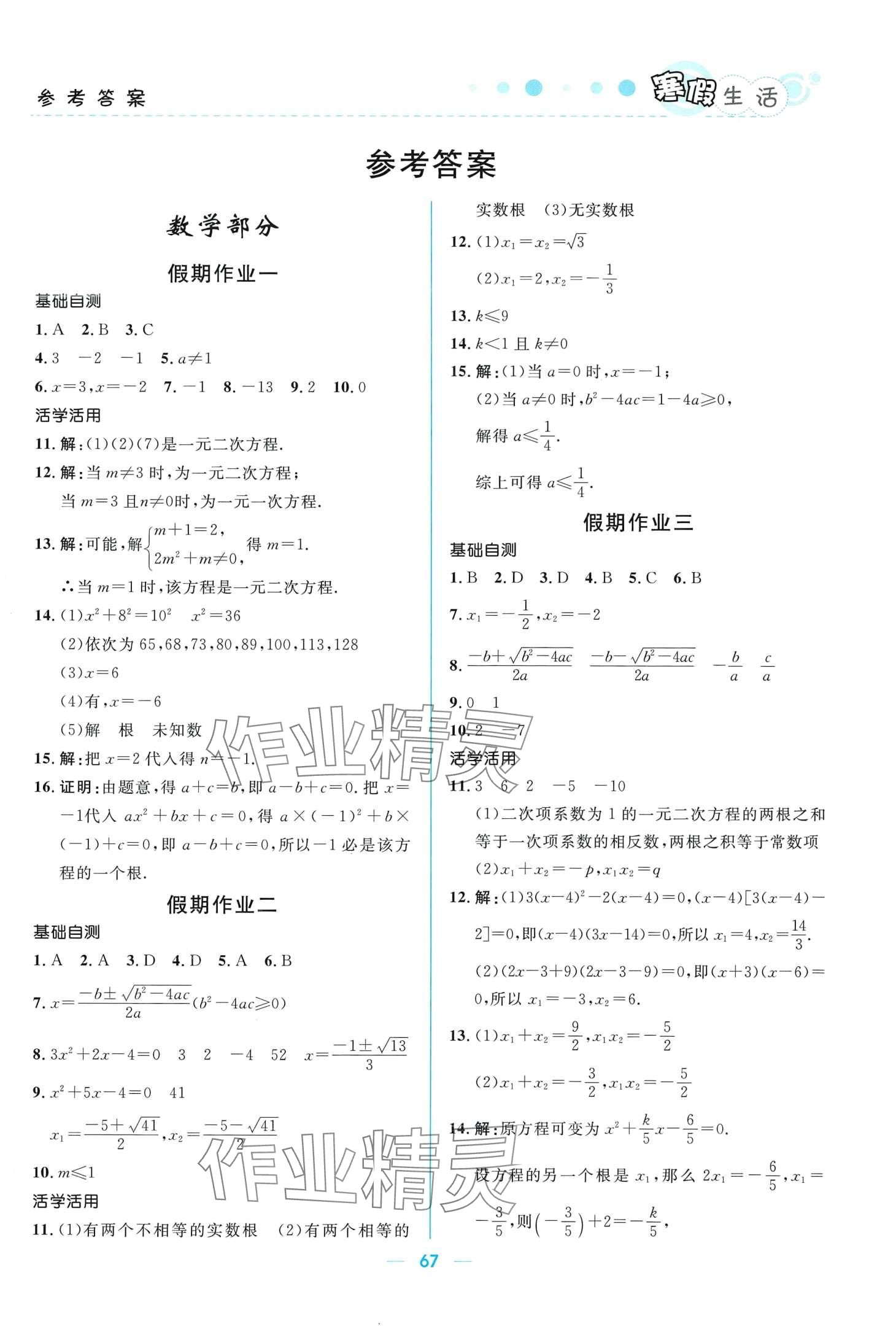 2024年寒假生活北京師范大學(xué)出版社九年級(jí)理科合訂本 第1頁(yè)