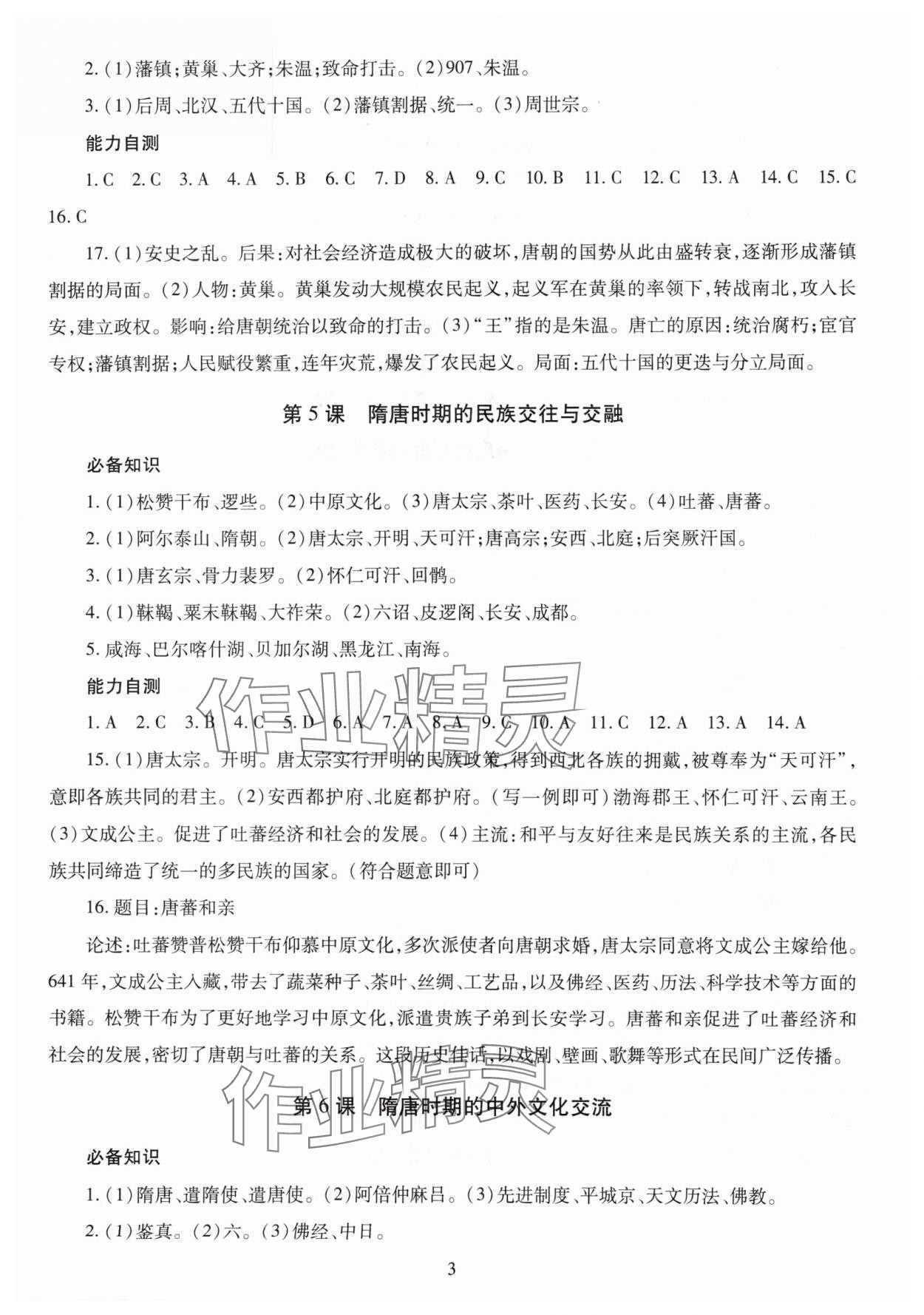 2025年智慧学习（同步学习）明天出版社七年级历史下册人教版 第3页