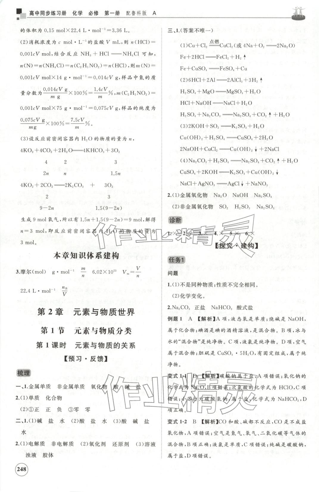 2025年同步练习册山东友谊出版社高中化学必修第一册鲁科版 第12页