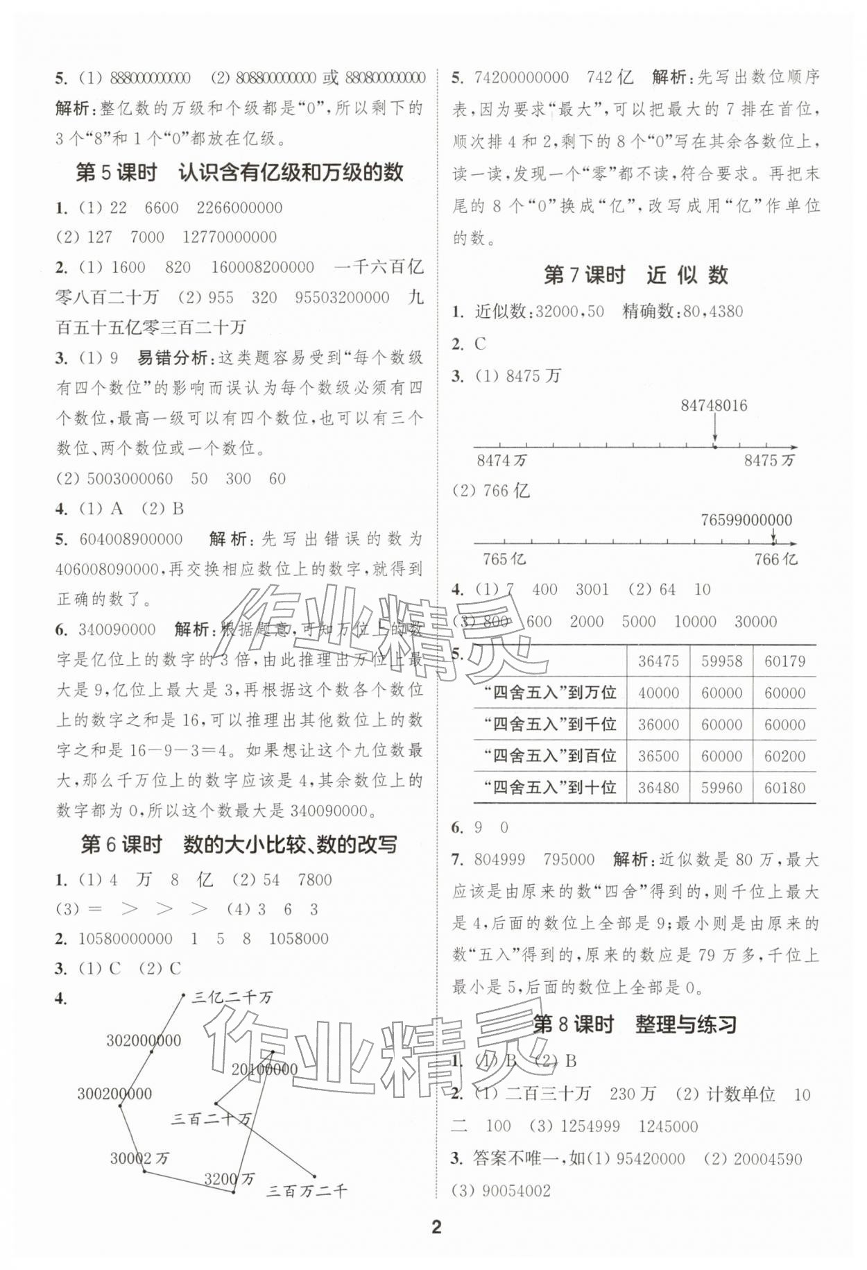 2026年通城学典课时作业本四年级数学下册苏教版&nbsp;第2页