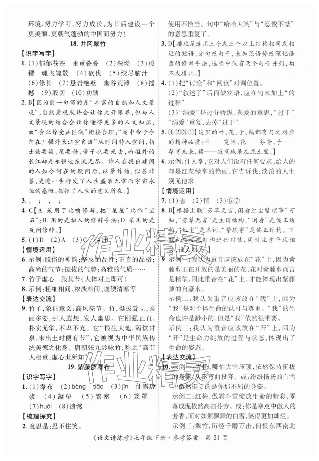 2025年語文講練考七年級語文下冊人教版 第21頁