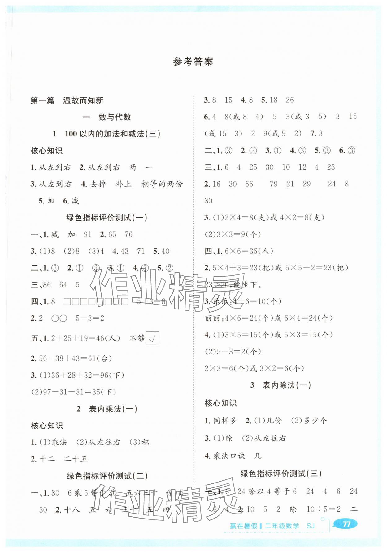 2025年贏在暑假銜接教材二年級(jí)數(shù)學(xué)蘇教版合肥工業(yè)大學(xué)出版社 第1頁(yè)