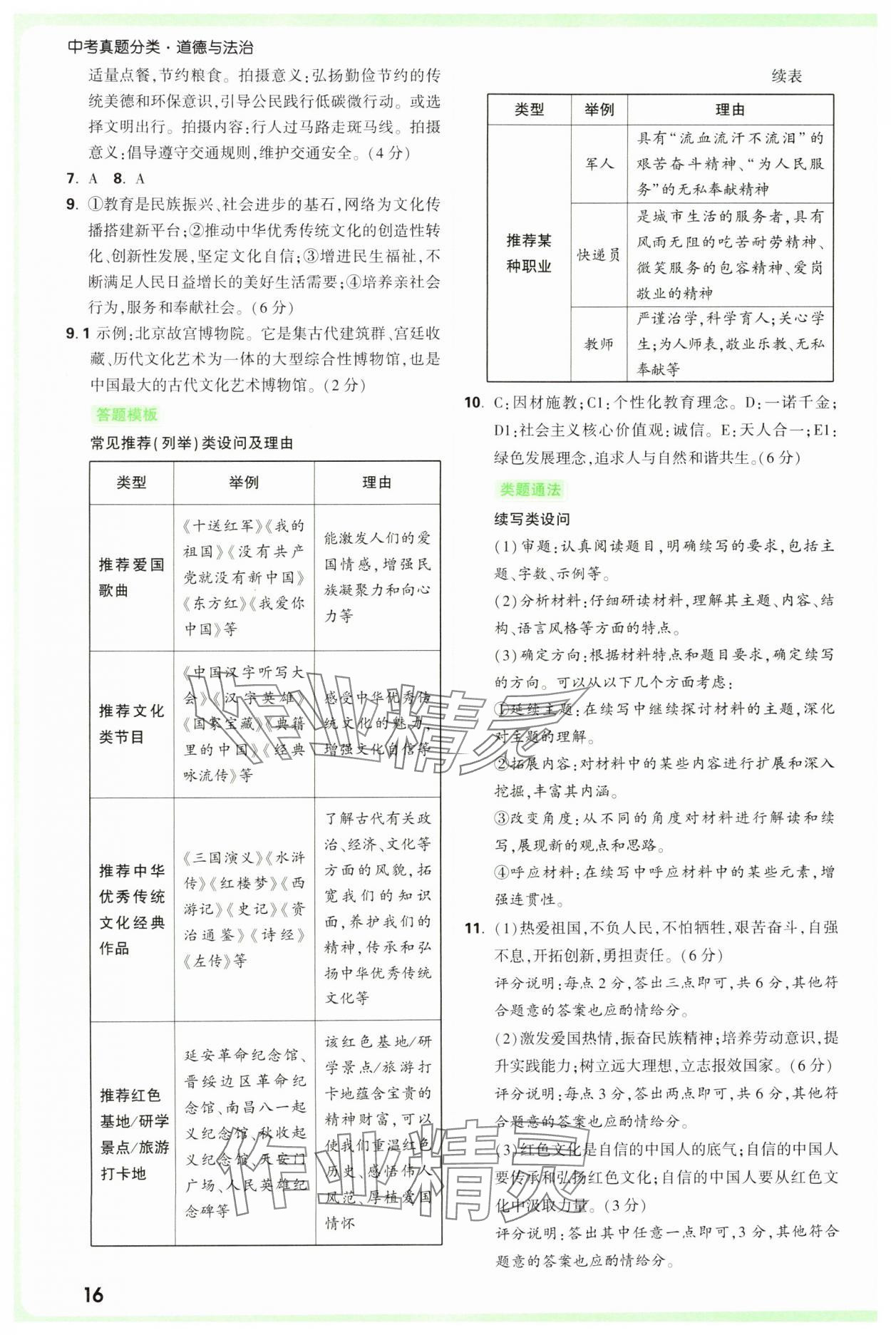 2025年萬唯中考真題分類中考道德與法治 參考答案第16頁