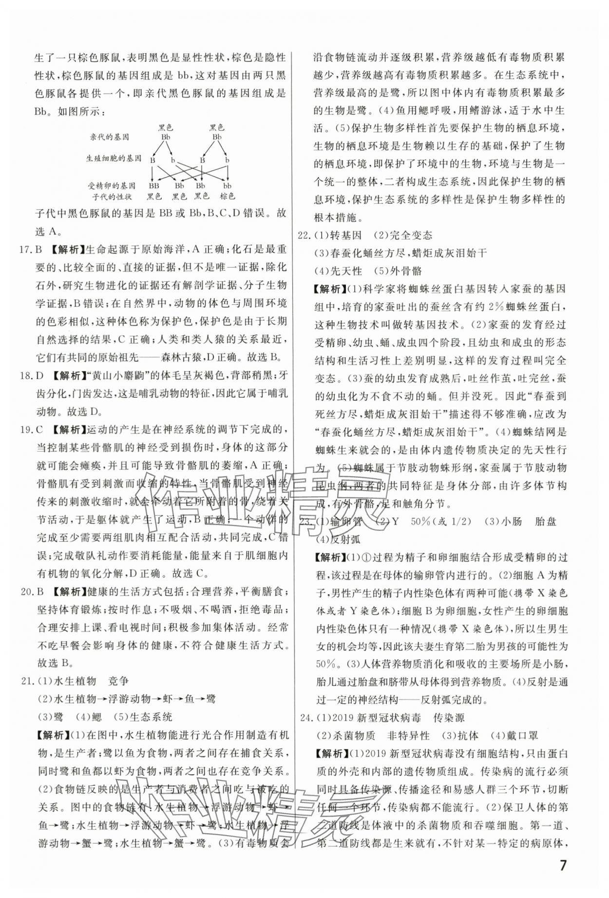 2024年新一線必刷卷生物河南專版 第7頁