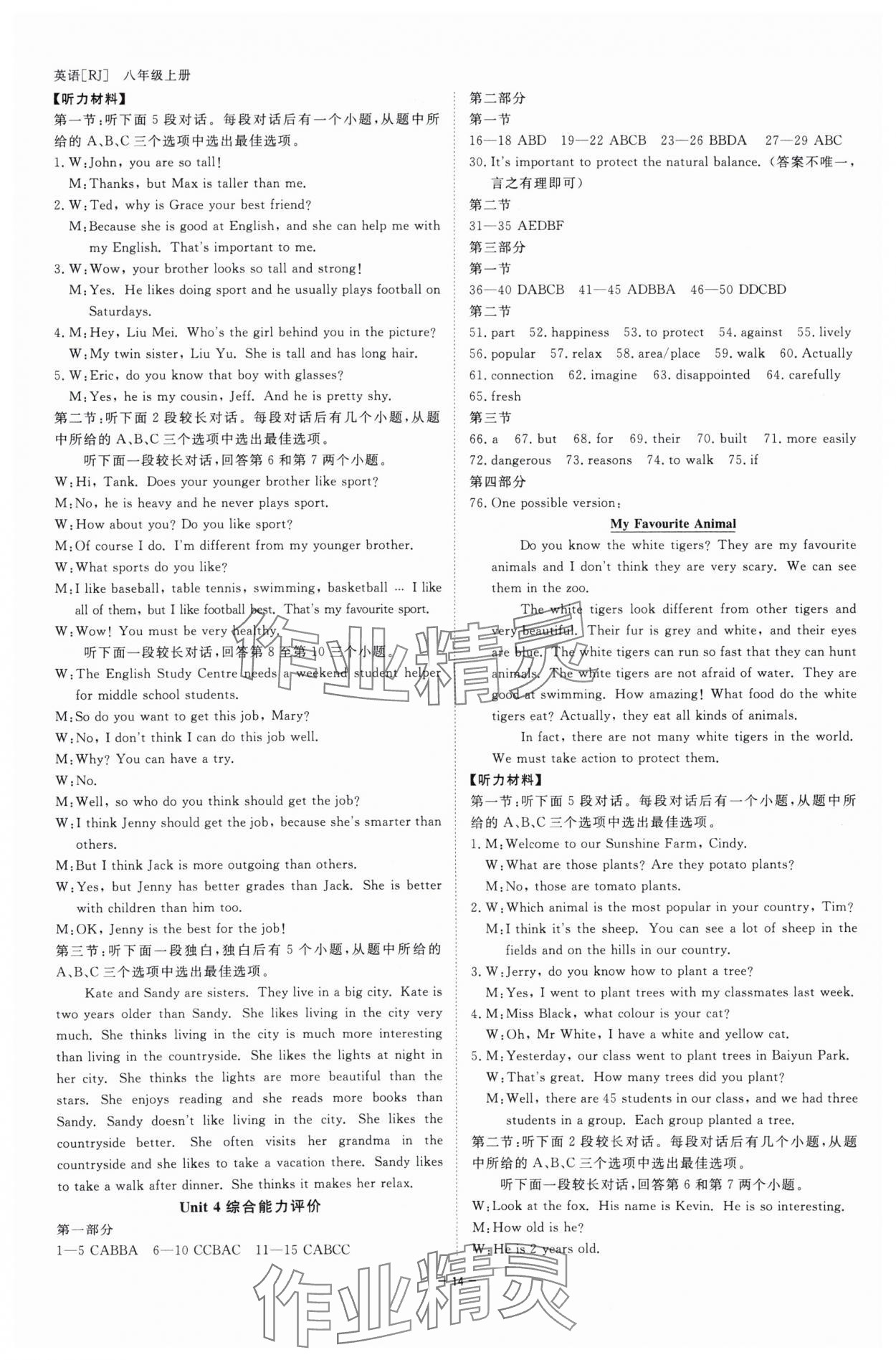 2025年全效学习八年级英语上册人教版 参考答案第13页