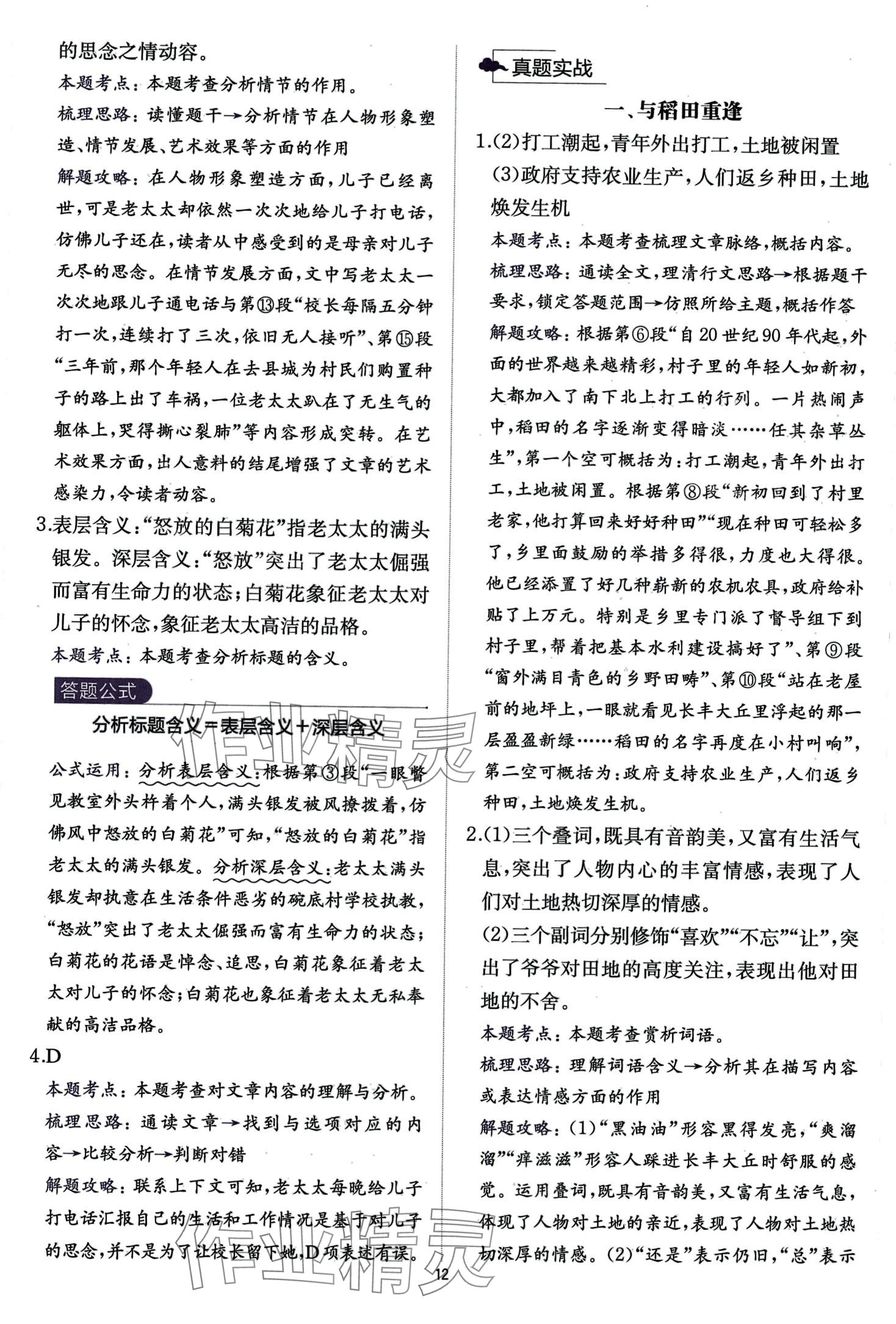 2024年公式法阅读语文九年级+中考&nbsp;第12页