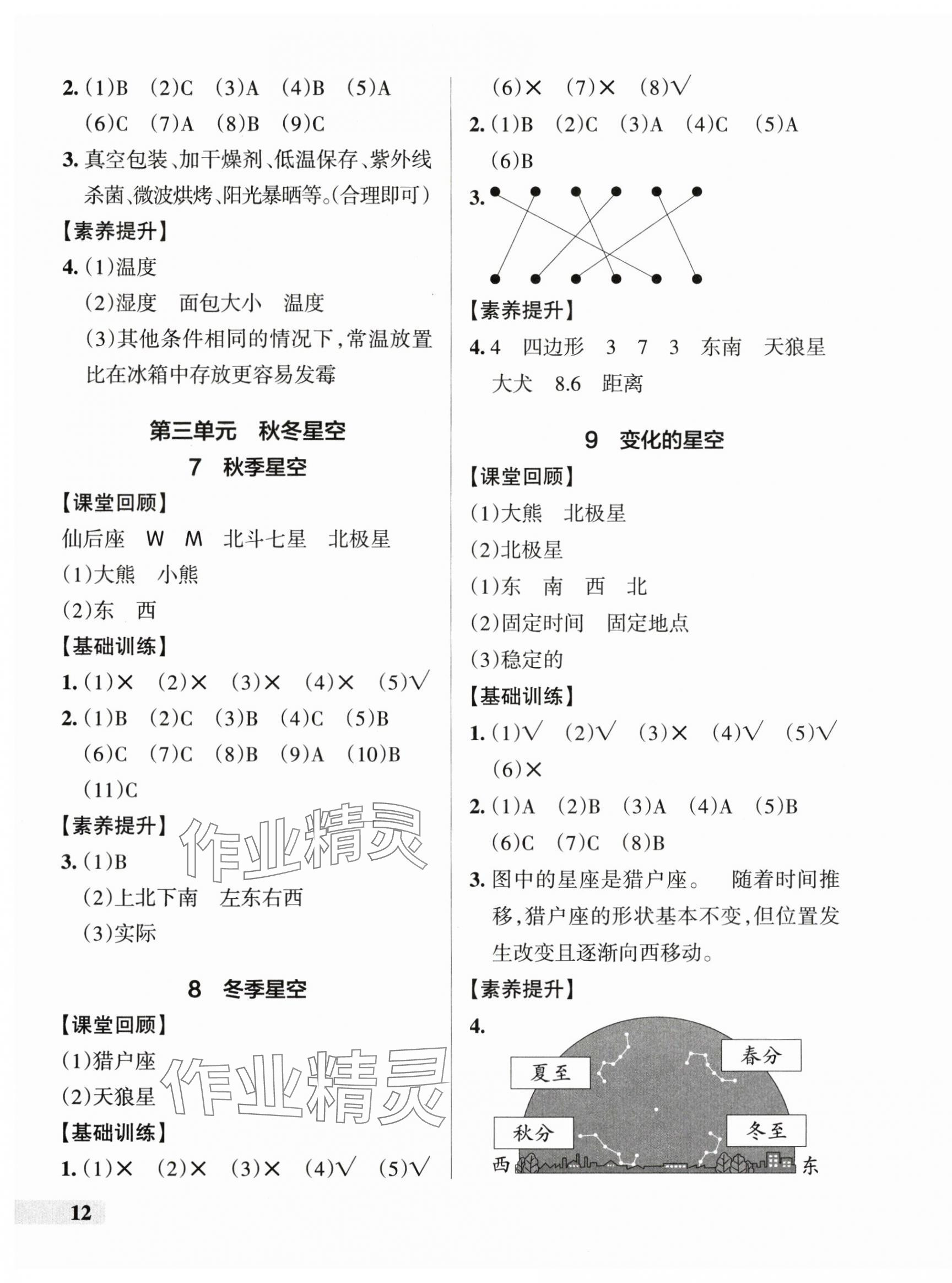 2025年小學(xué)學(xué)霸作業(yè)本六年級(jí)科學(xué)上冊(cè)青島版 參考答案第3頁