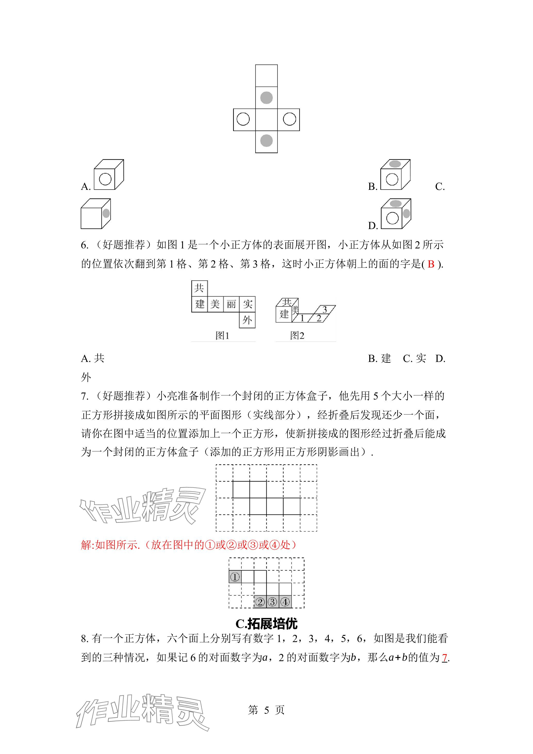 2023年廣東名師講練通七年級數(shù)學(xué)上冊北師大版深圳專版 參考答案第5頁