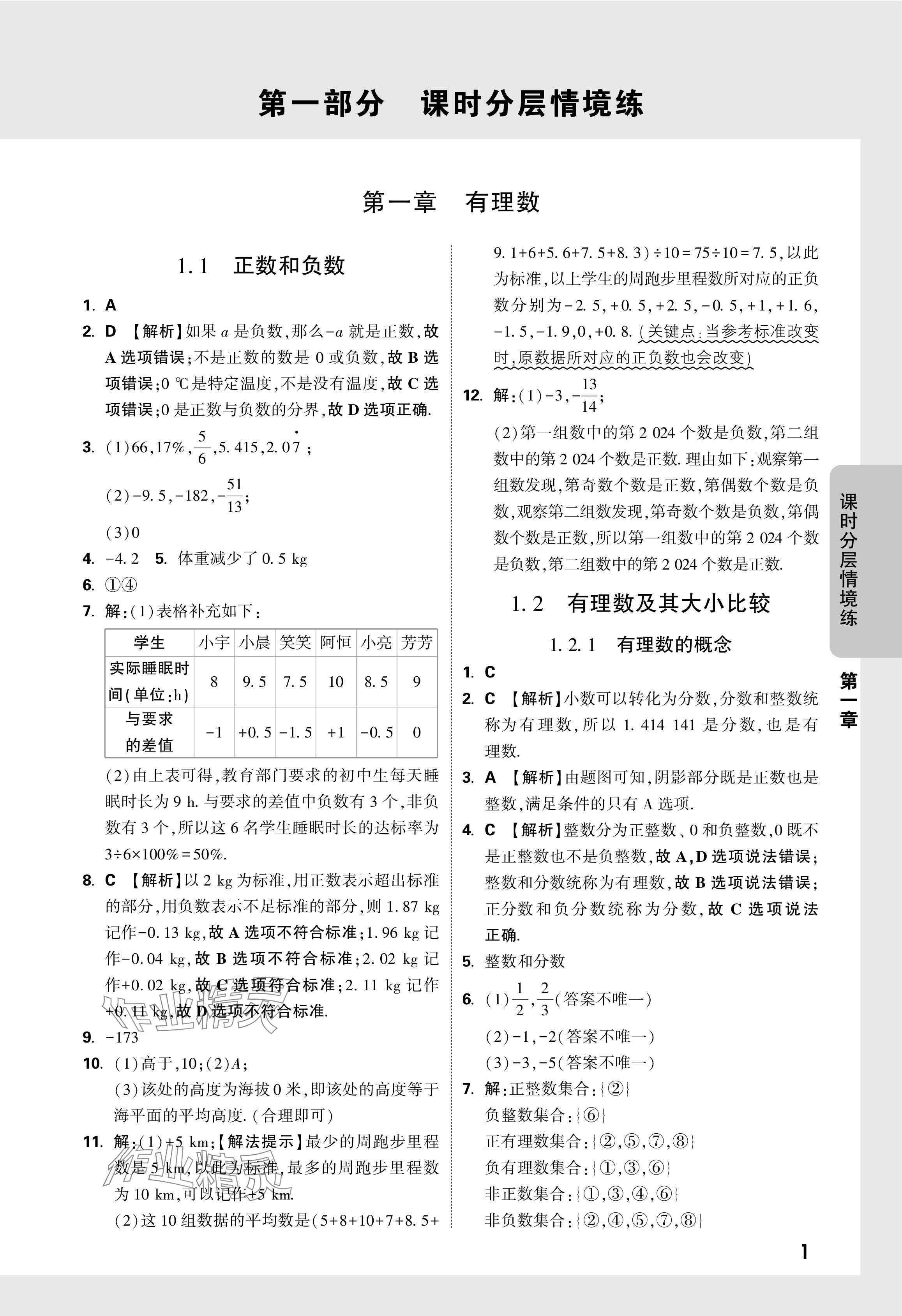 2024年萬(wàn)唯中考情境題七年級(jí)數(shù)學(xué)上冊(cè)人教版 參考答案第1頁(yè)