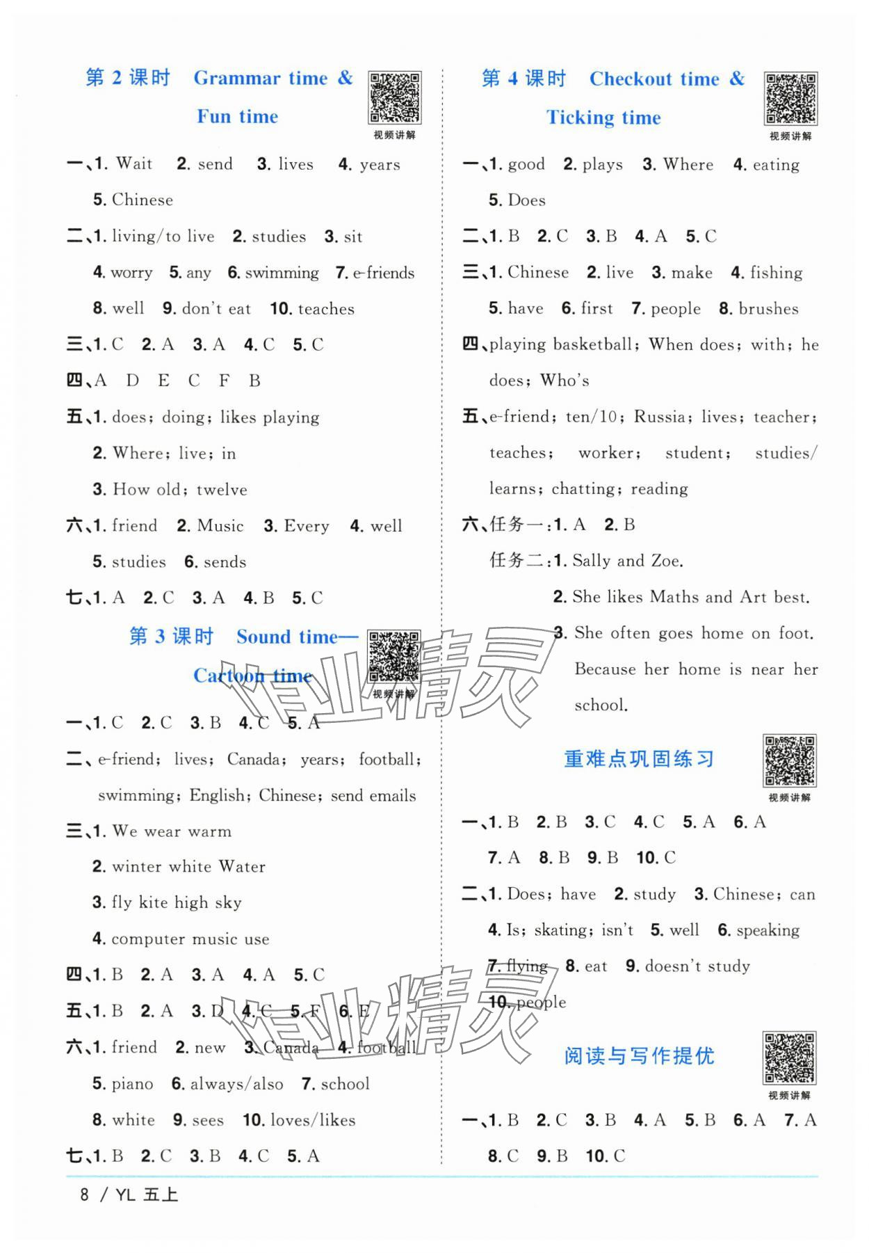 2025年陽光同學(xué)課時優(yōu)化作業(yè)五年級英語上冊譯林版江蘇專版 第8頁