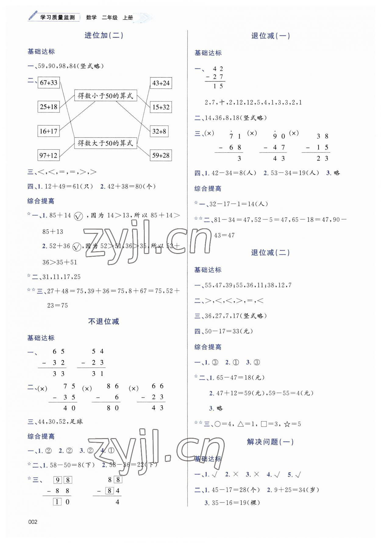 2023年學(xué)習(xí)質(zhì)量監(jiān)測二年級數(shù)學(xué)上冊人教版 第2頁