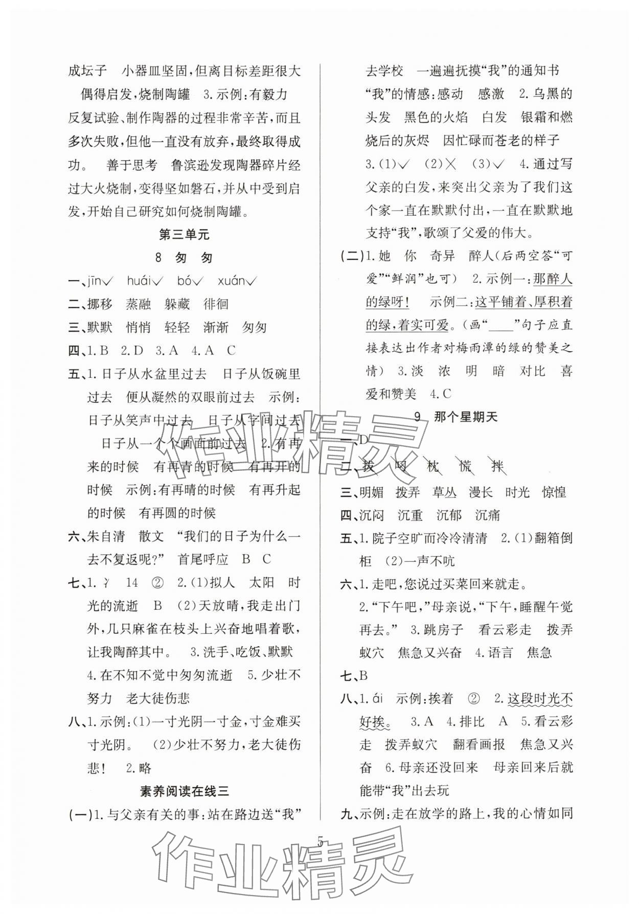 2025年陽光課堂課時作業(yè)六年級語文下冊人教版 第5頁
