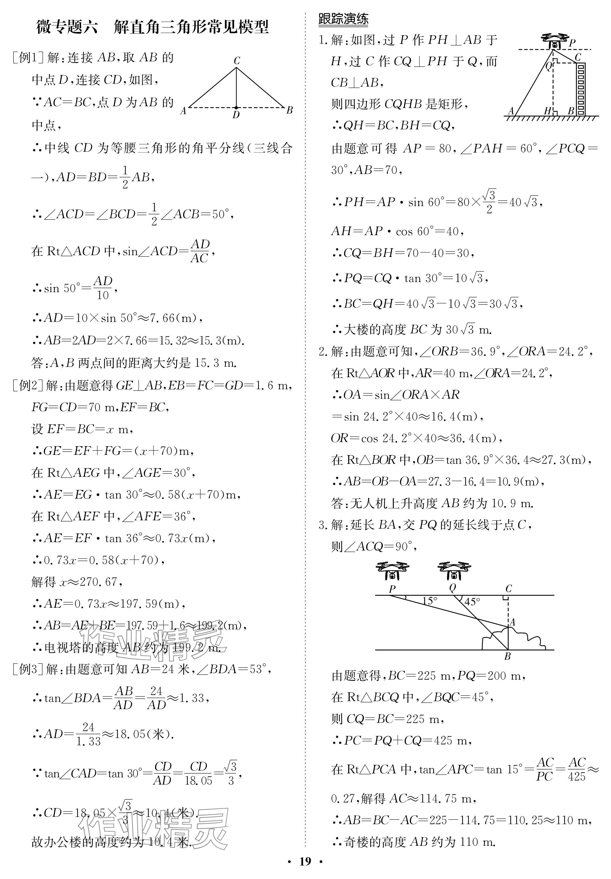 2024年中考復(fù)習(xí)指南長(zhǎng)江少年兒童出版社數(shù)學(xué) 參考答案第19頁