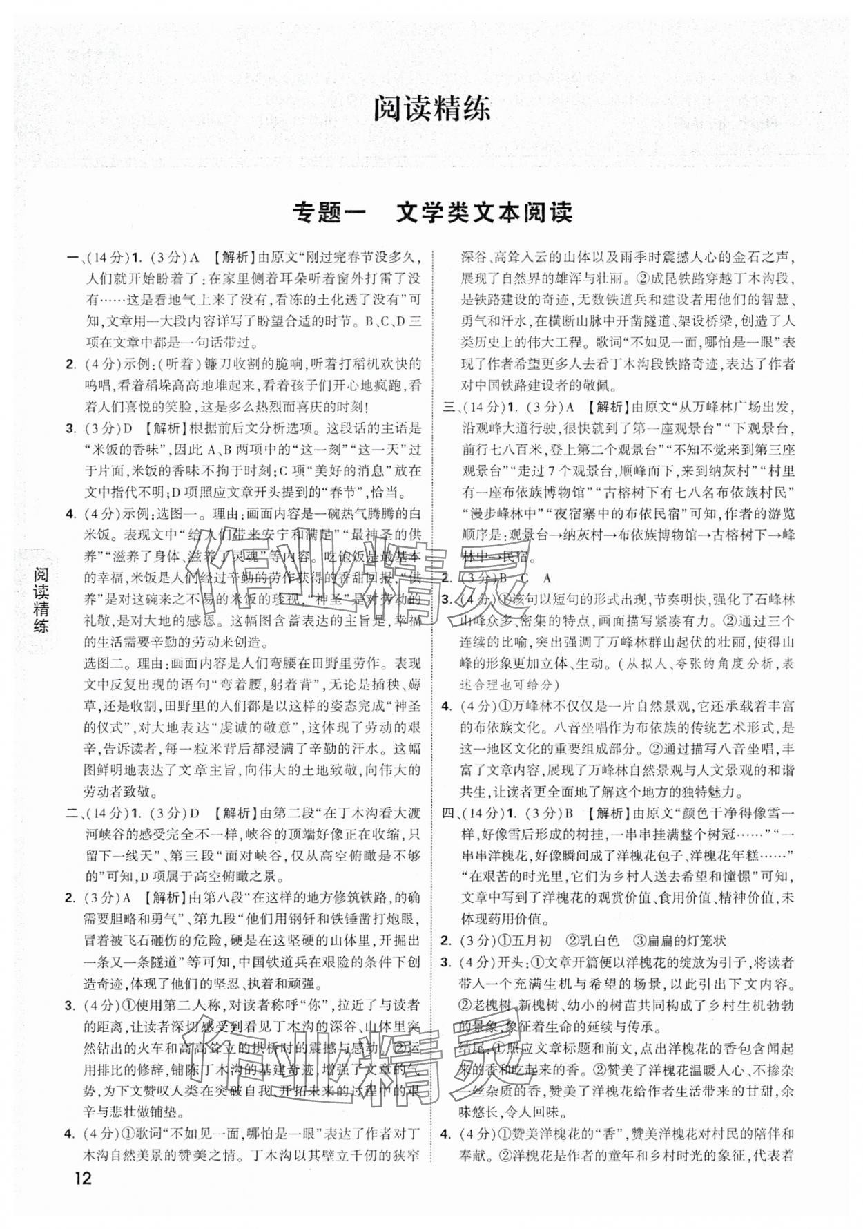 2025年萬唯中考試題研究語文貴州專版 參考答案第12頁