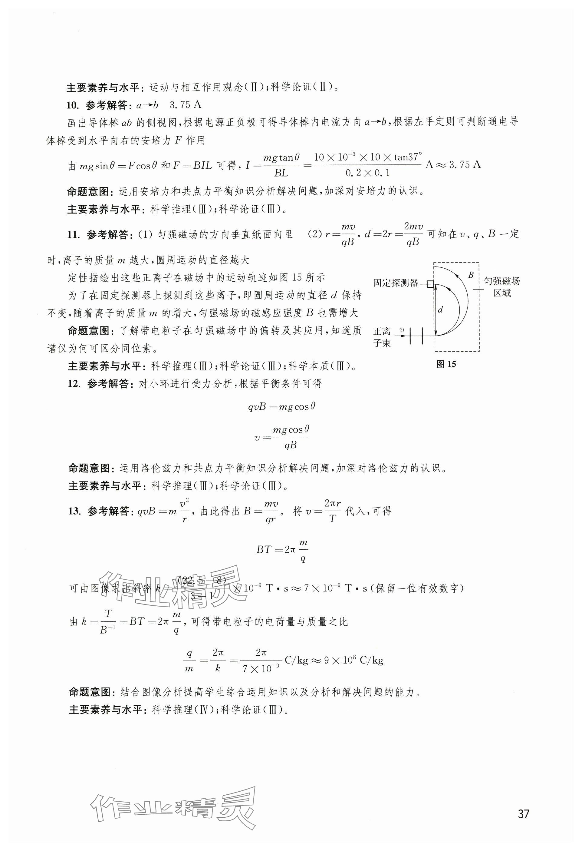 2024年教材課本高中物理選擇性必修第二冊滬教版 參考答案第37頁