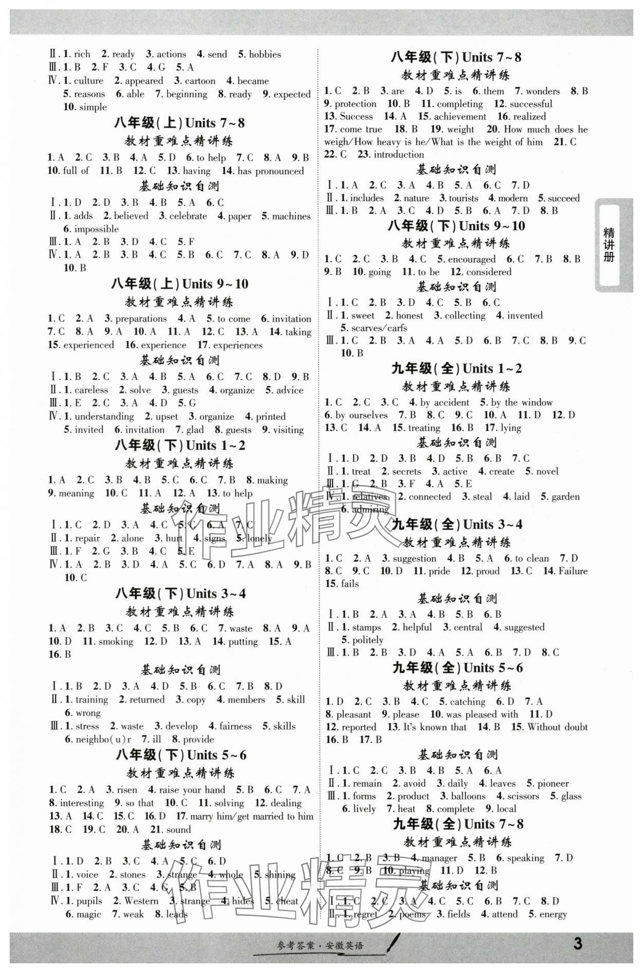 2025年一战成名新中考英语安徽专版 参考答案第2页