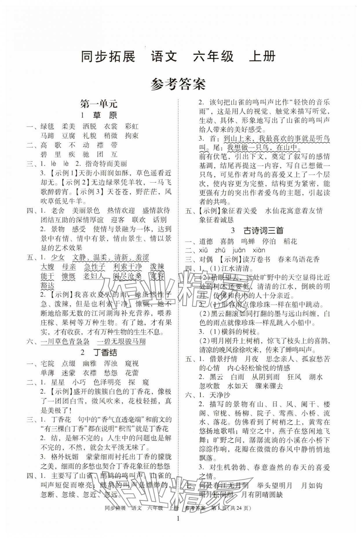 2023年同步拓展六年級(jí)語文上冊(cè)人教版 第1頁