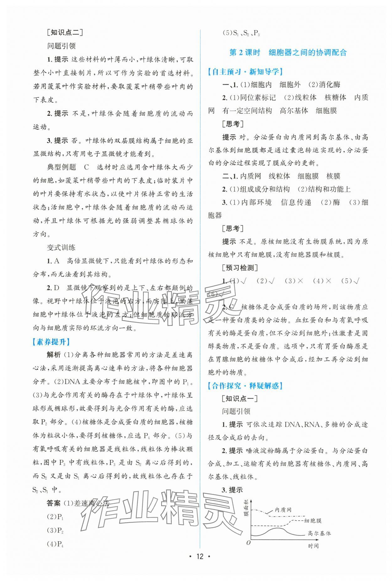 2025年高中同步測(cè)控優(yōu)化設(shè)計(jì)（分子與細(xì)胞）高中生物必修1人教版增強(qiáng)版 參考答案第11頁(yè)