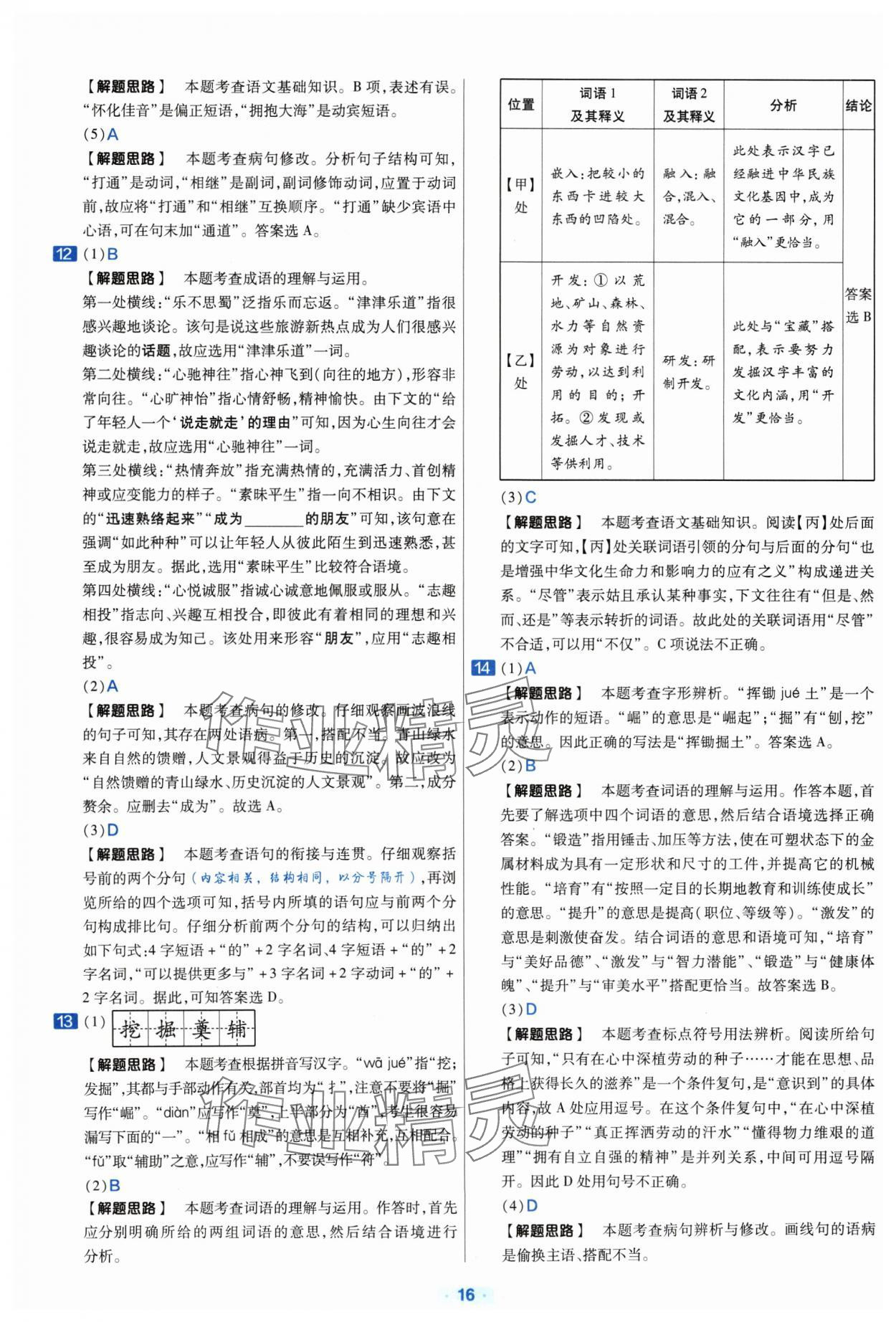 2024年金考卷中考真題分類訓練語文 參考答案第15頁