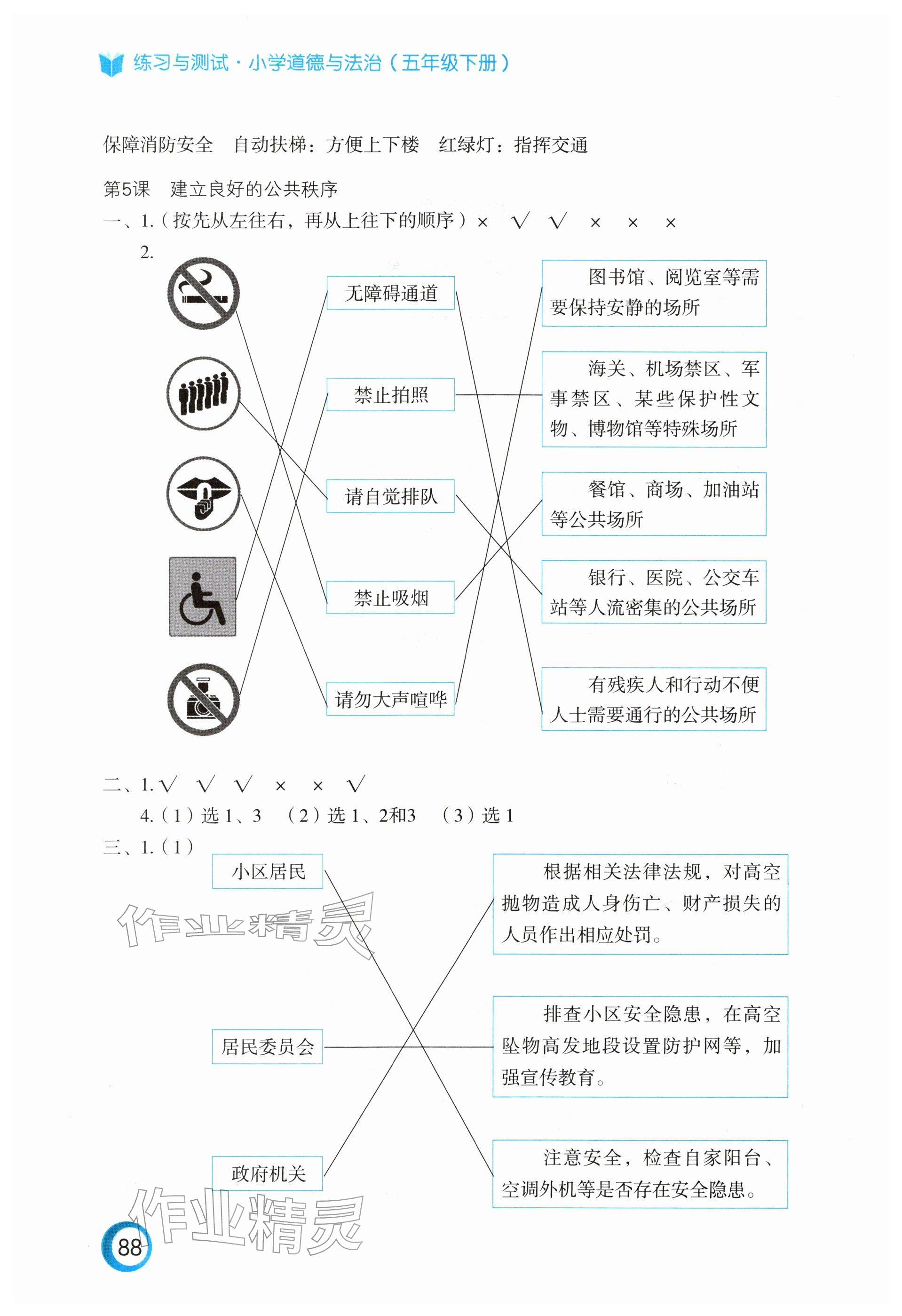 2026年练习与测试五年级道德与法治下册人教版陕西专版&nbsp;参考答案第2页