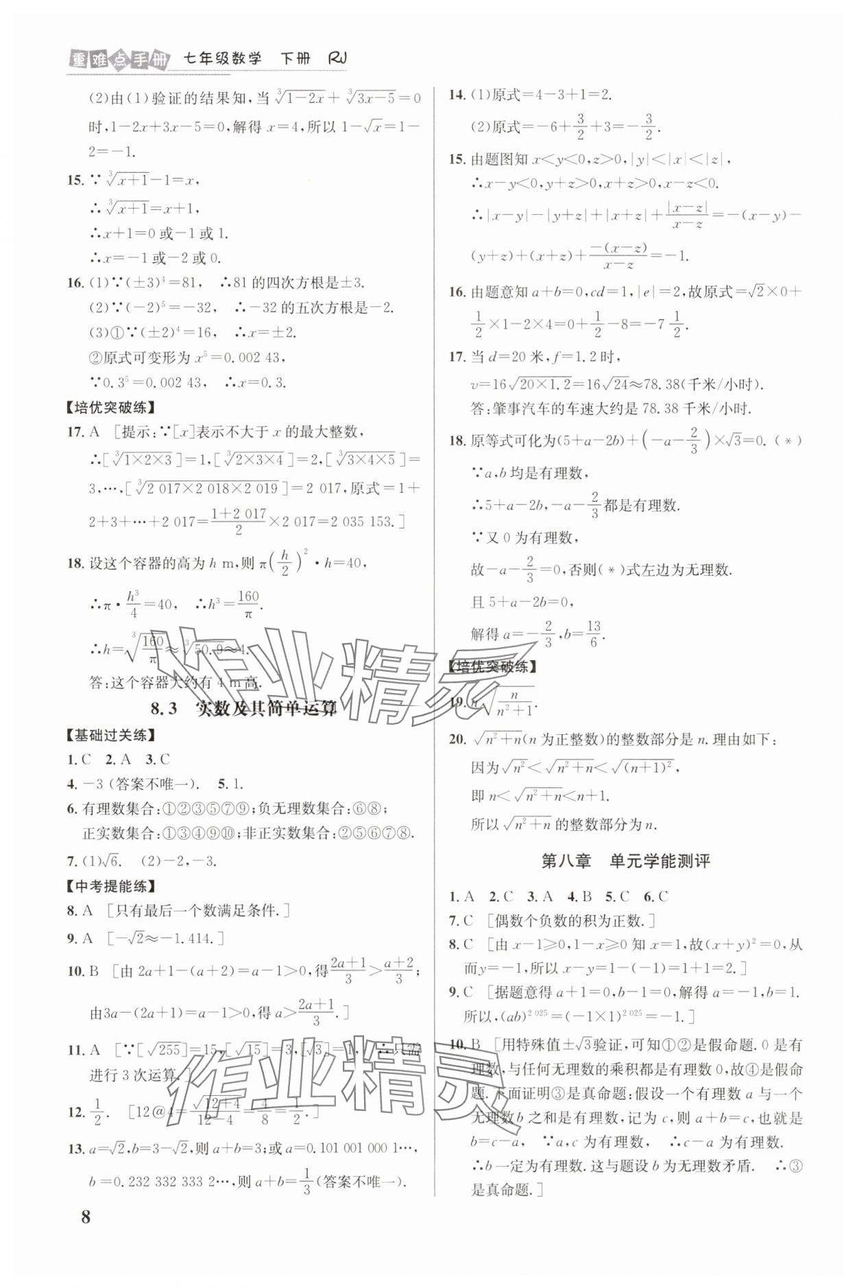 2025年重難點(diǎn)手冊七年級數(shù)學(xué)下冊人教版 第8頁
