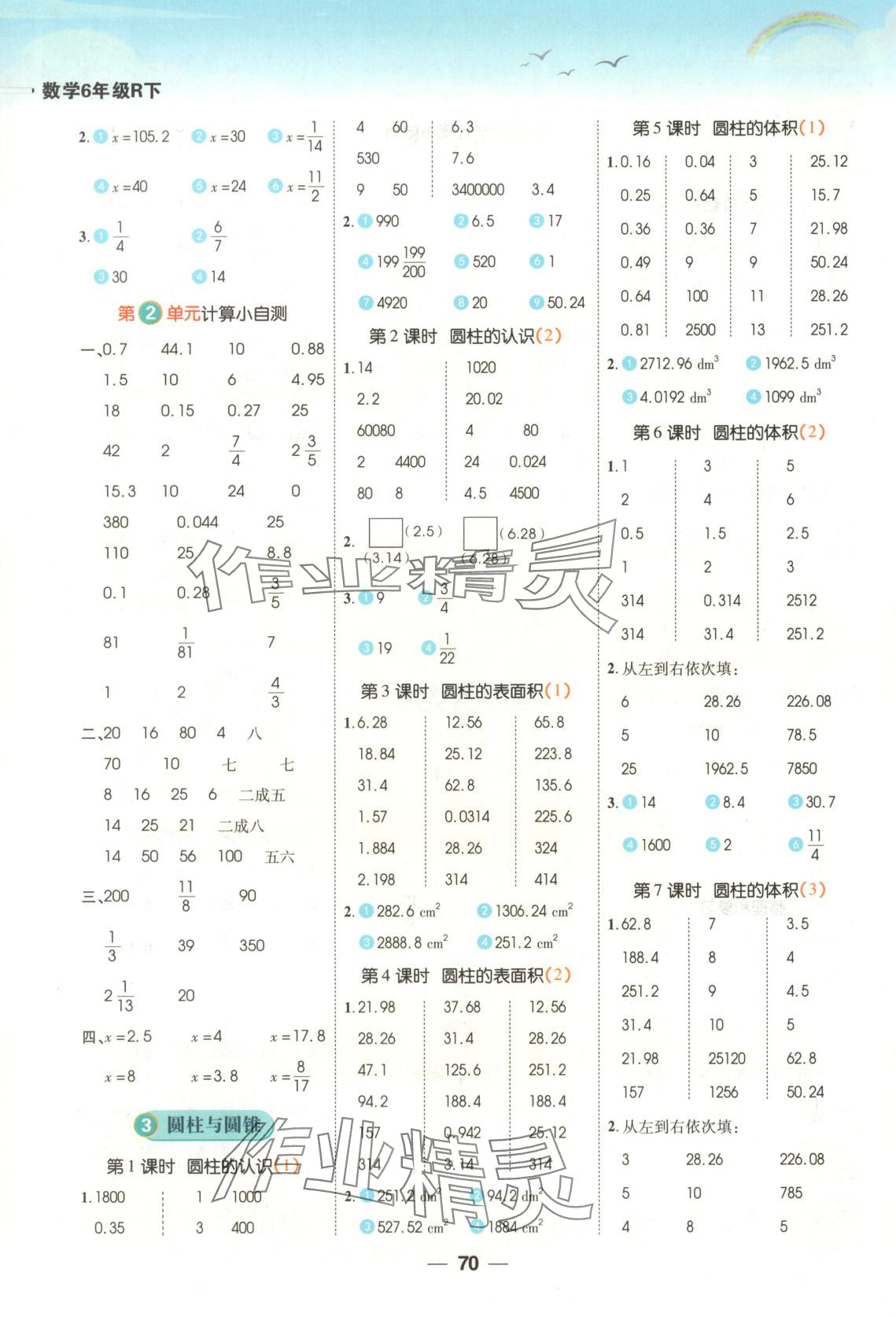 2025年跳跳熊预习日日清六年级数学下册人教版 第2页