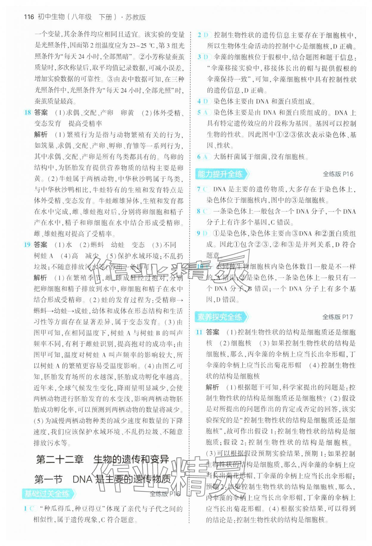 2025年5年中考3年模擬八年級生物下冊蘇教版 第6頁