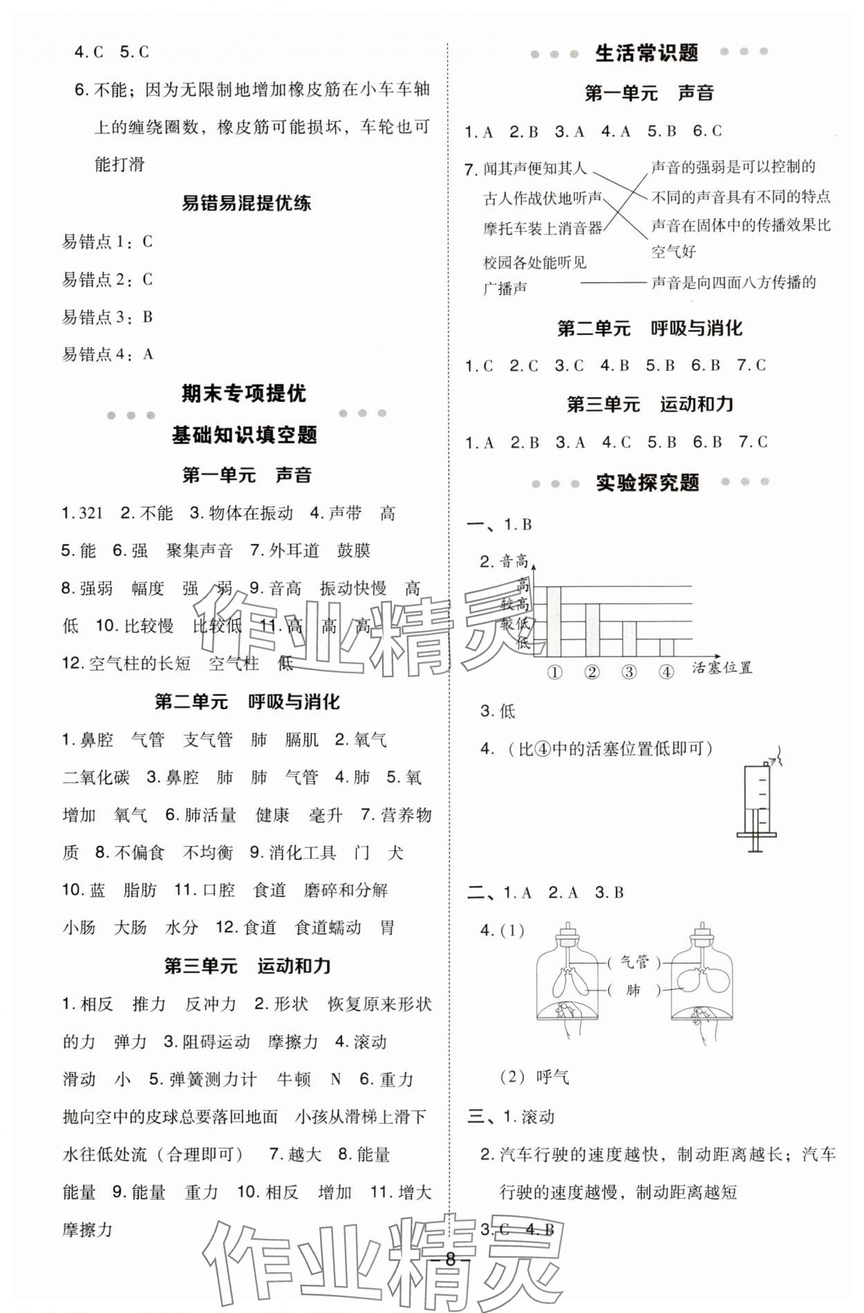 2024年綜合應(yīng)用創(chuàng)新題典中點(diǎn)四年級(jí)科學(xué)上冊(cè)教科版 參考答案第8頁(yè)