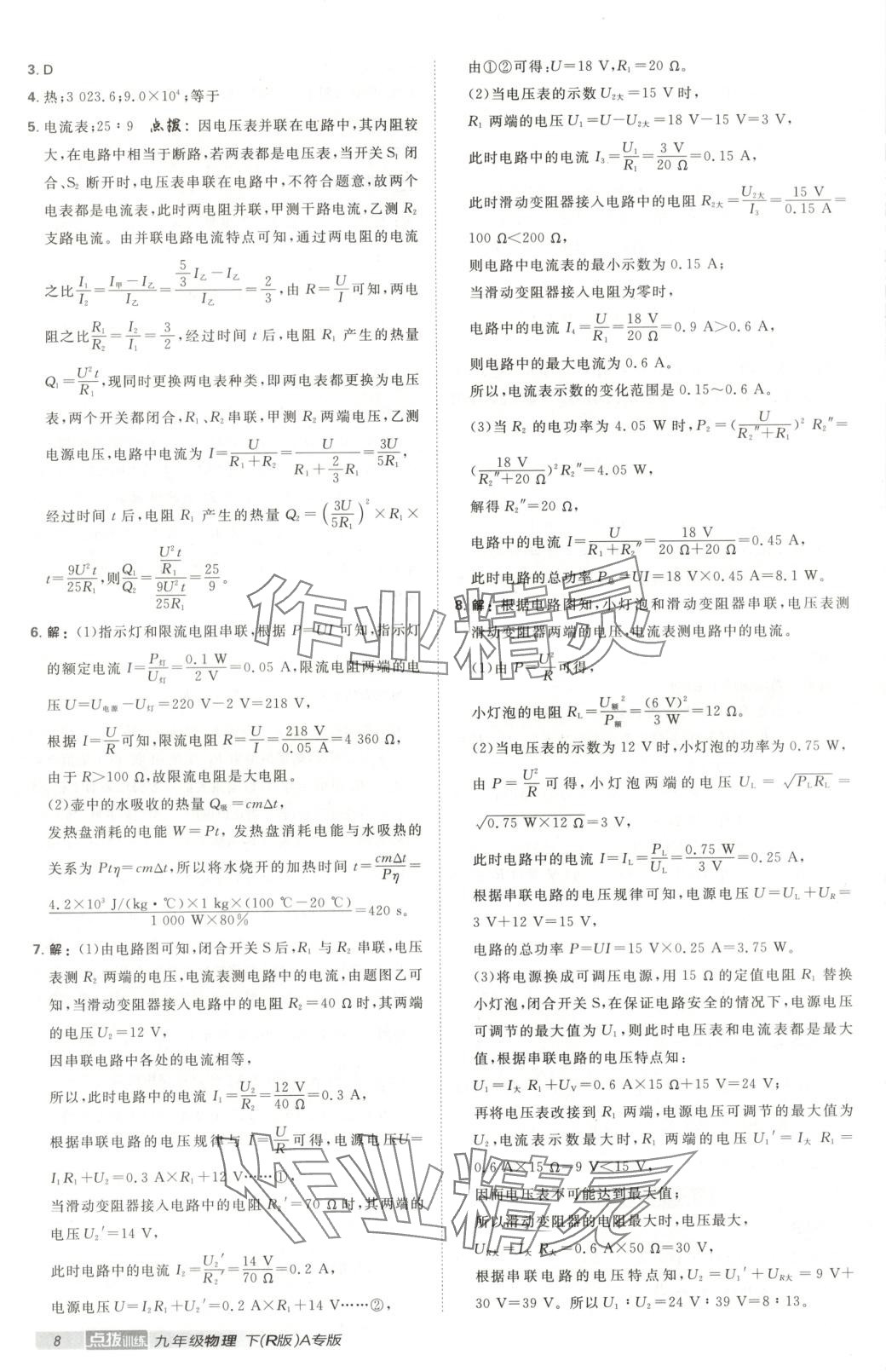 2025年点拨训练九年级物理下册人教版河北专版 第8页