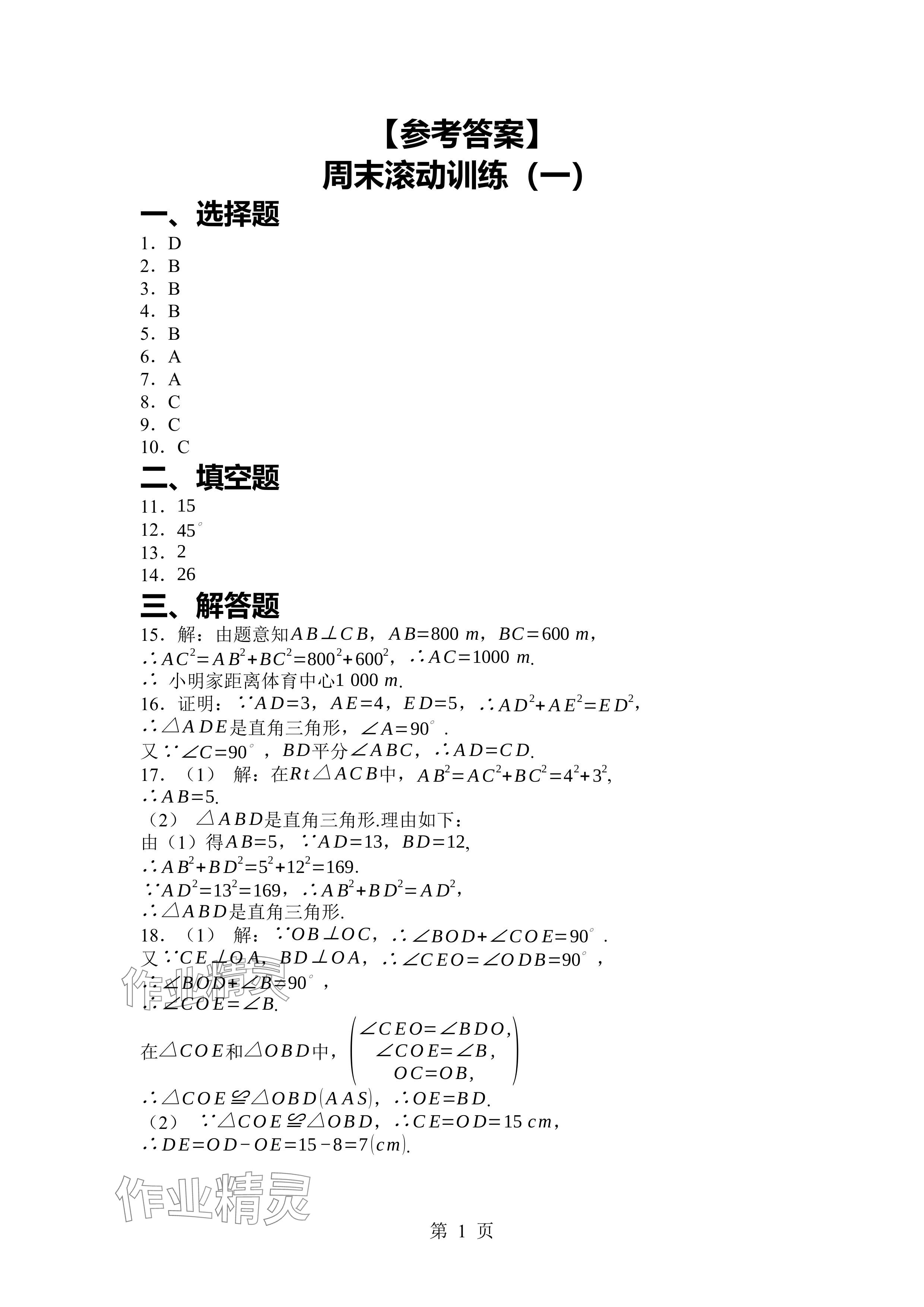 2024年廣東名師講練通八年級數(shù)學上冊北師大版深圳專版 參考答案第1頁