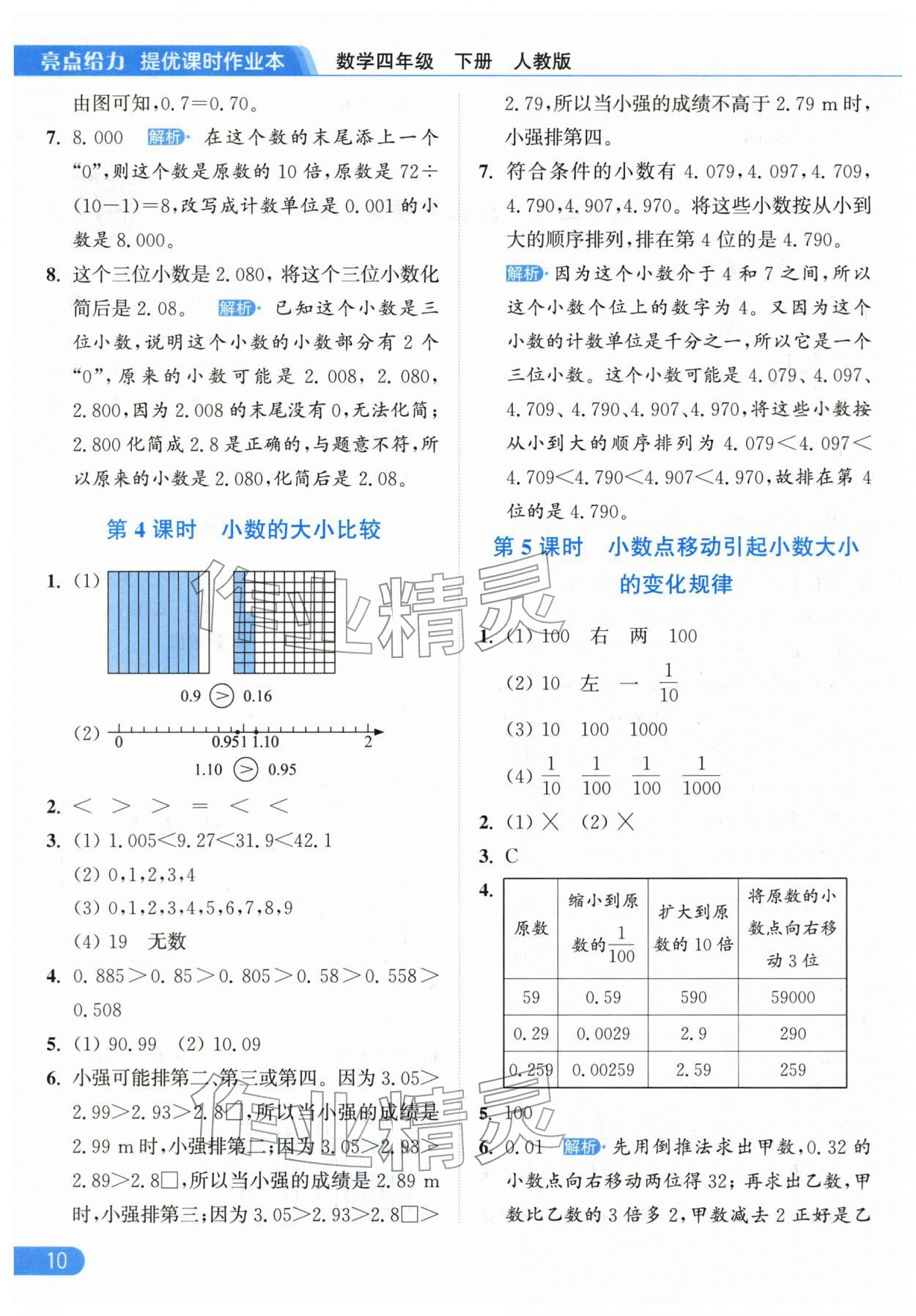2026年亮点给力提优课时作业本四年级数学下册人教版&nbsp;第10页