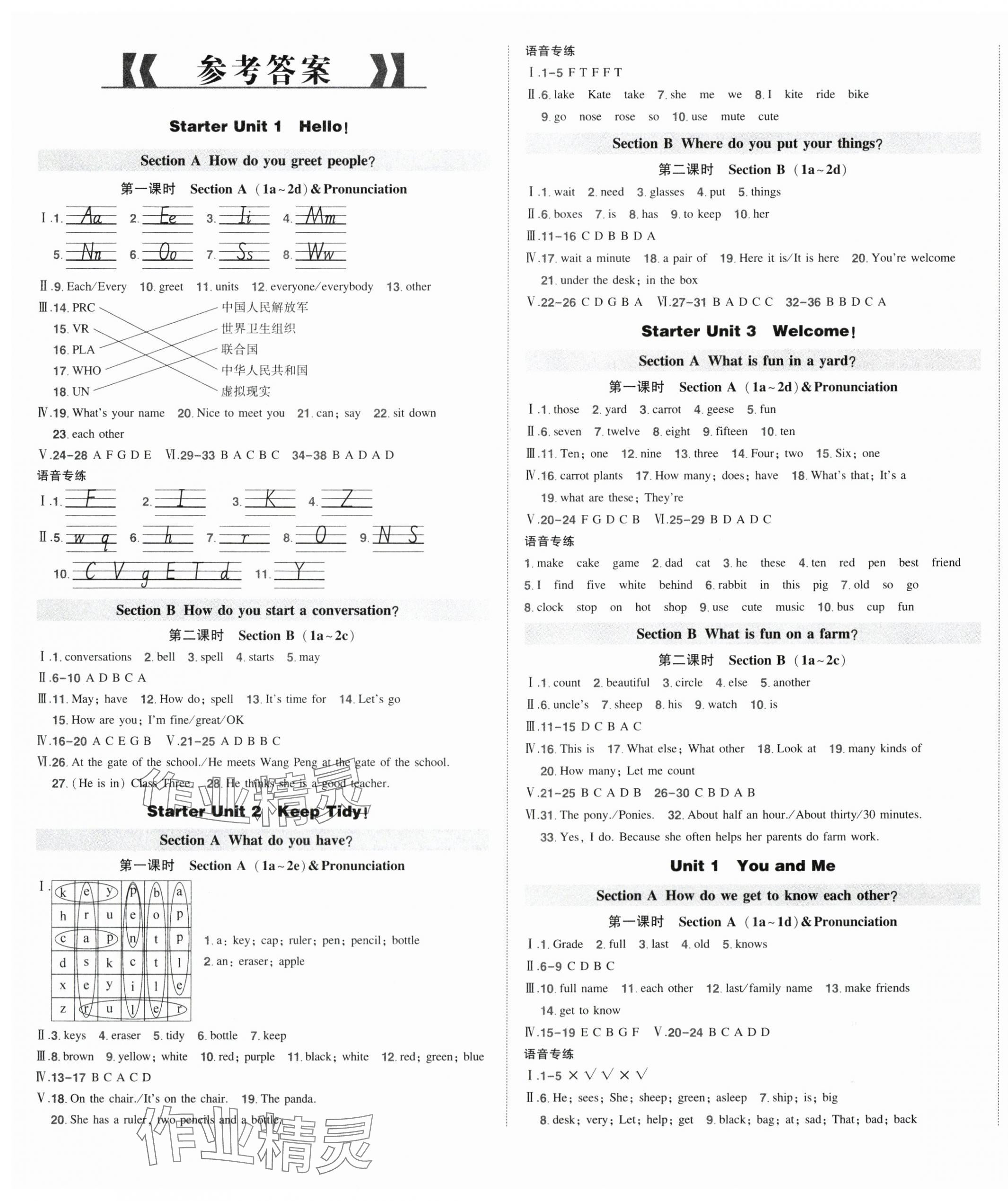 2025年状元成才路创优作业七年级英语上册人教版安徽专版 第1页