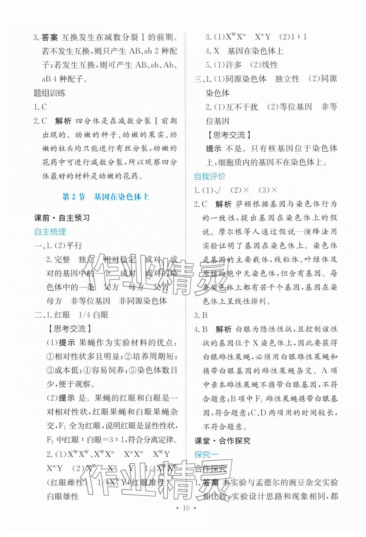 2025年能力培养与测试高中生物必修2人教版 参考答案第9页